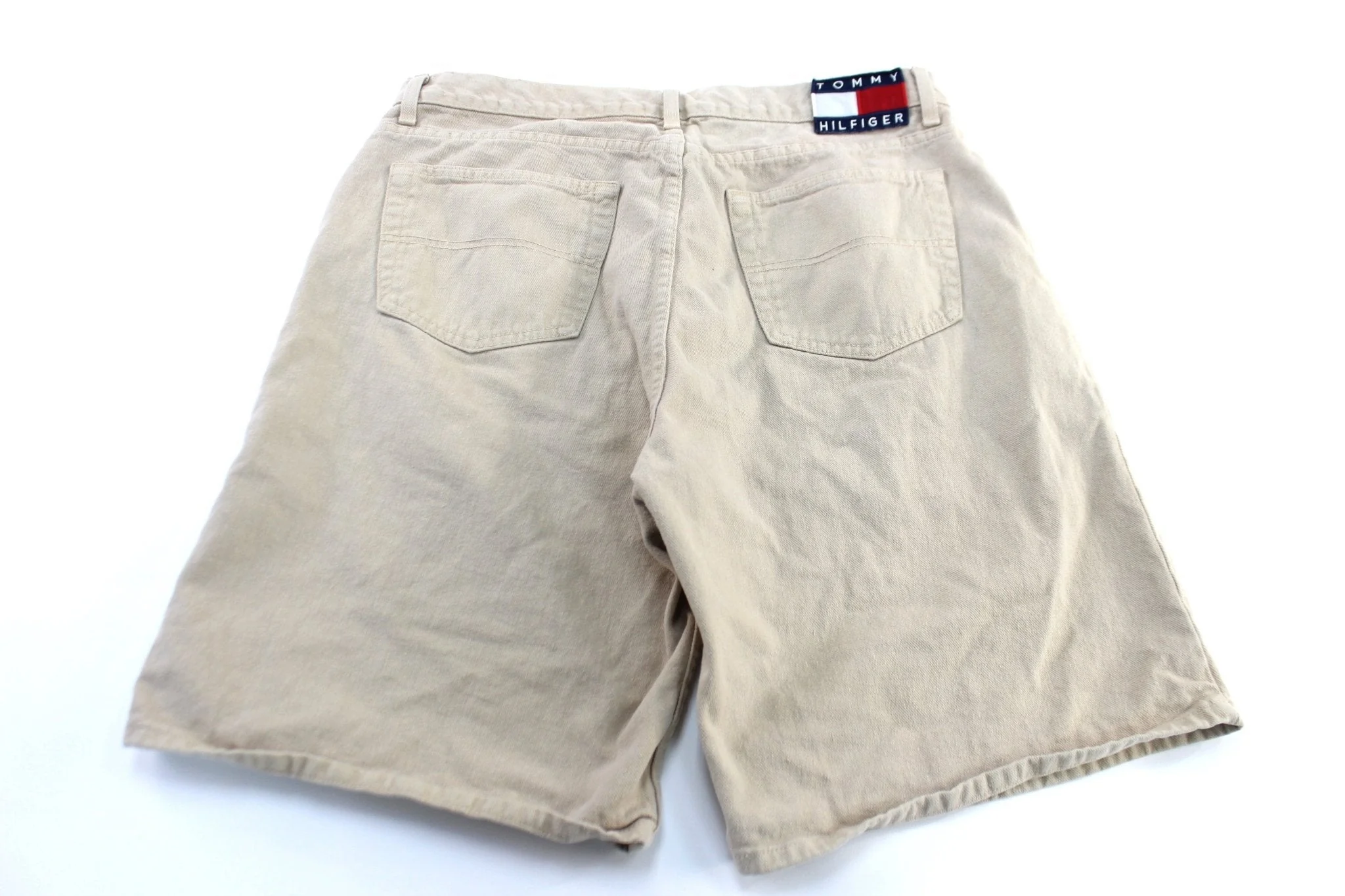 90's Tommy Hilfiger Logo Patch Beige Shorts - Image 2