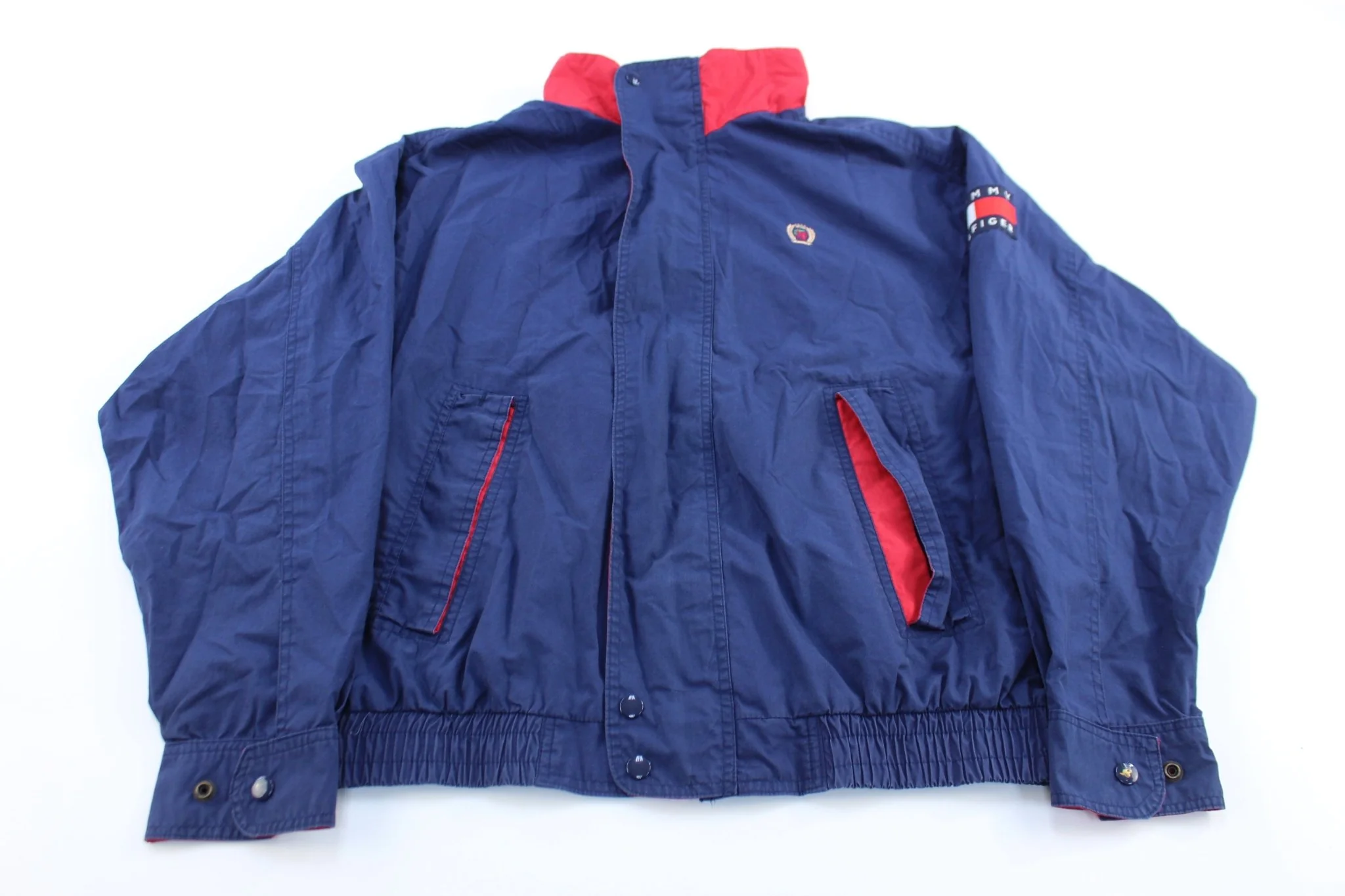 90's Tommy Hilfiger Logo Patch Blue Zip Up Jacket