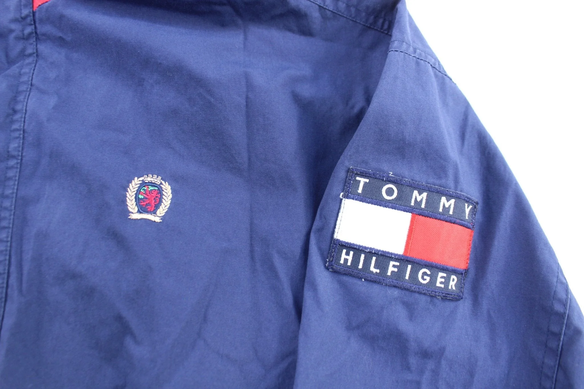 90's Tommy Hilfiger Logo Patch Blue Zip Up Jacket - Image 3