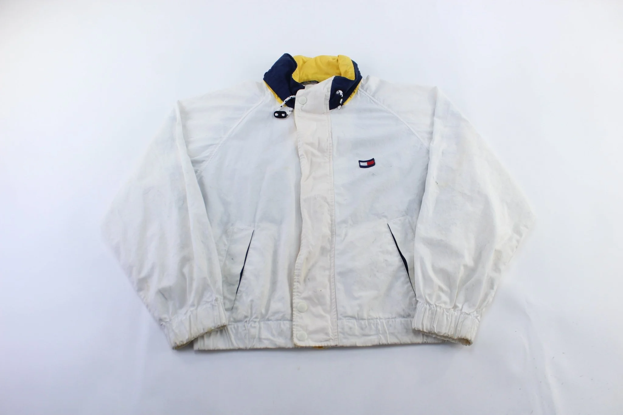 90's Tommy Hilfiger Logo Patch White Zip Up Jacket