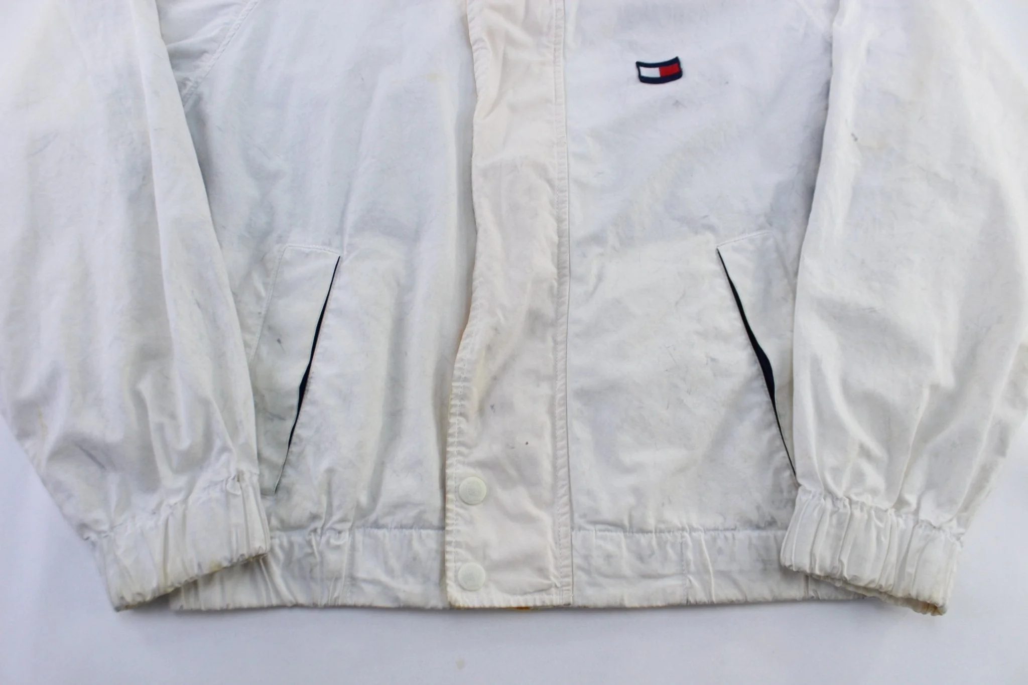 90's Tommy Hilfiger Logo Patch White Zip Up Jacket - Image 3