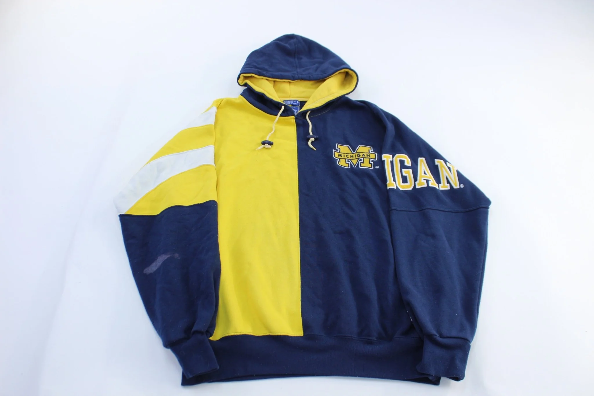 90's University of Michigan Wolverines Colorblock Starter Pullover Hoodie