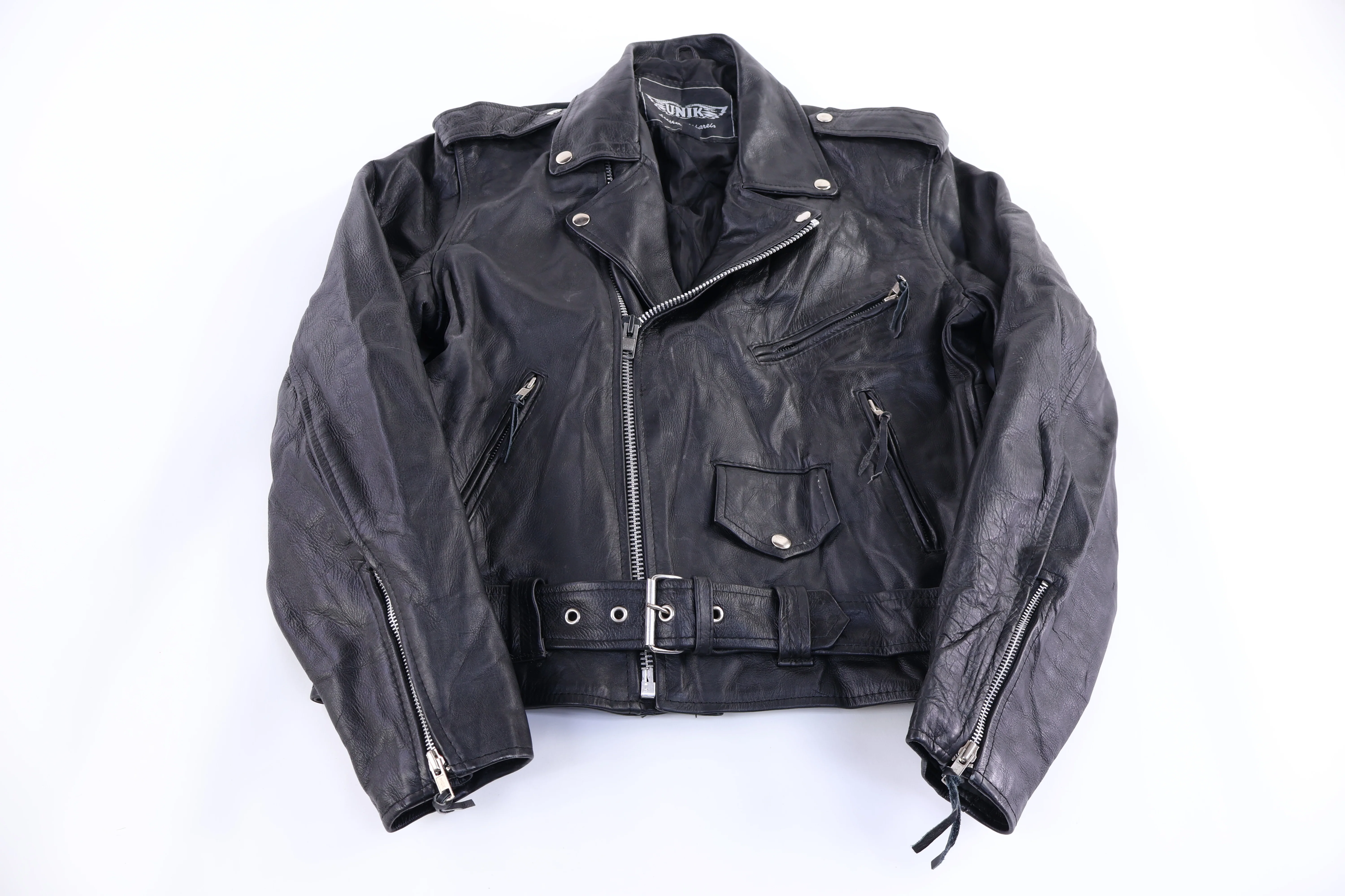 90's Unki Black Full Zip Leather Jacket