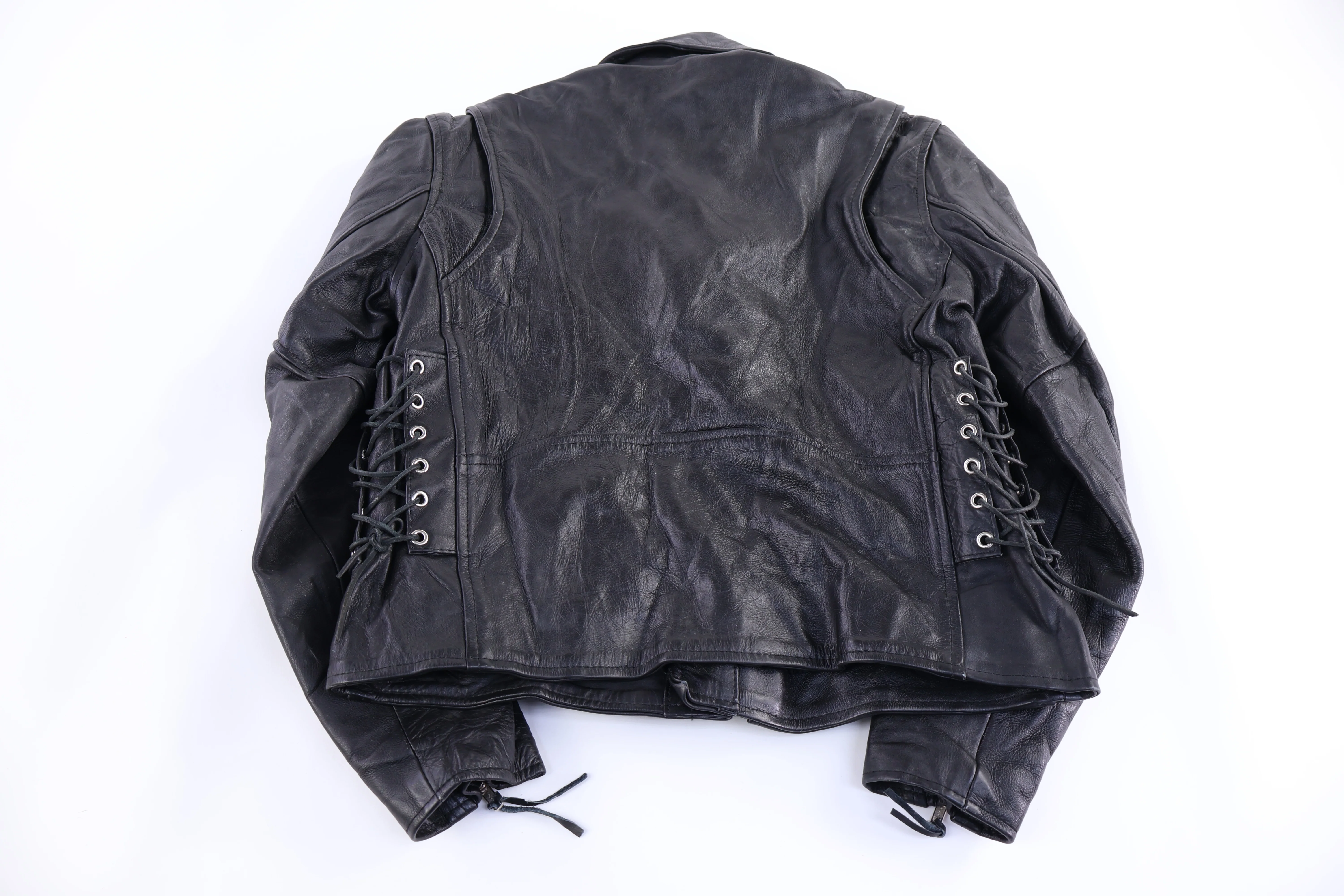90's Unki Black Full Zip Leather Jacket - Image 2