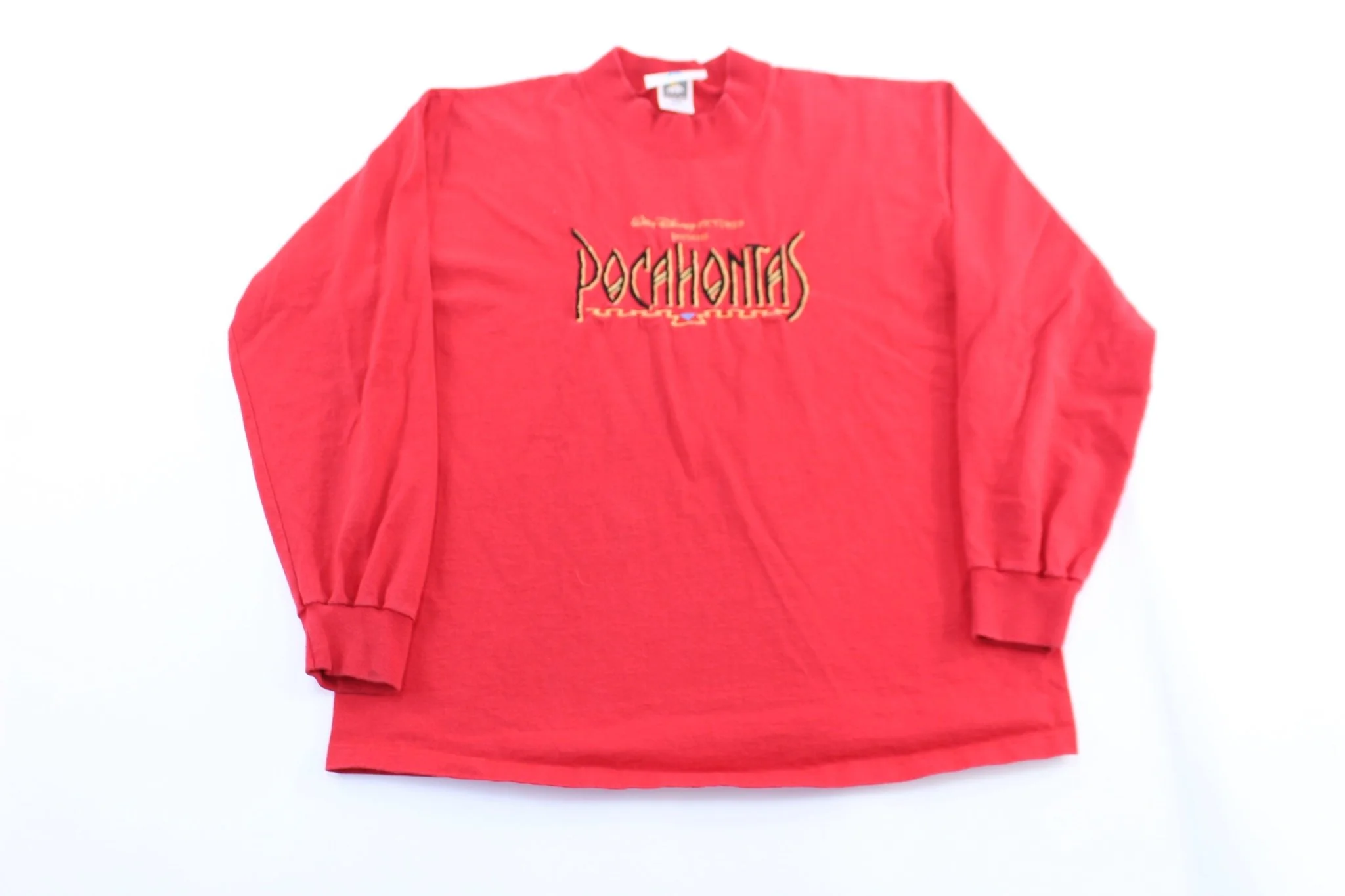 90's Walt Disney Embroidered Pocahontas Red LS T-Shirt