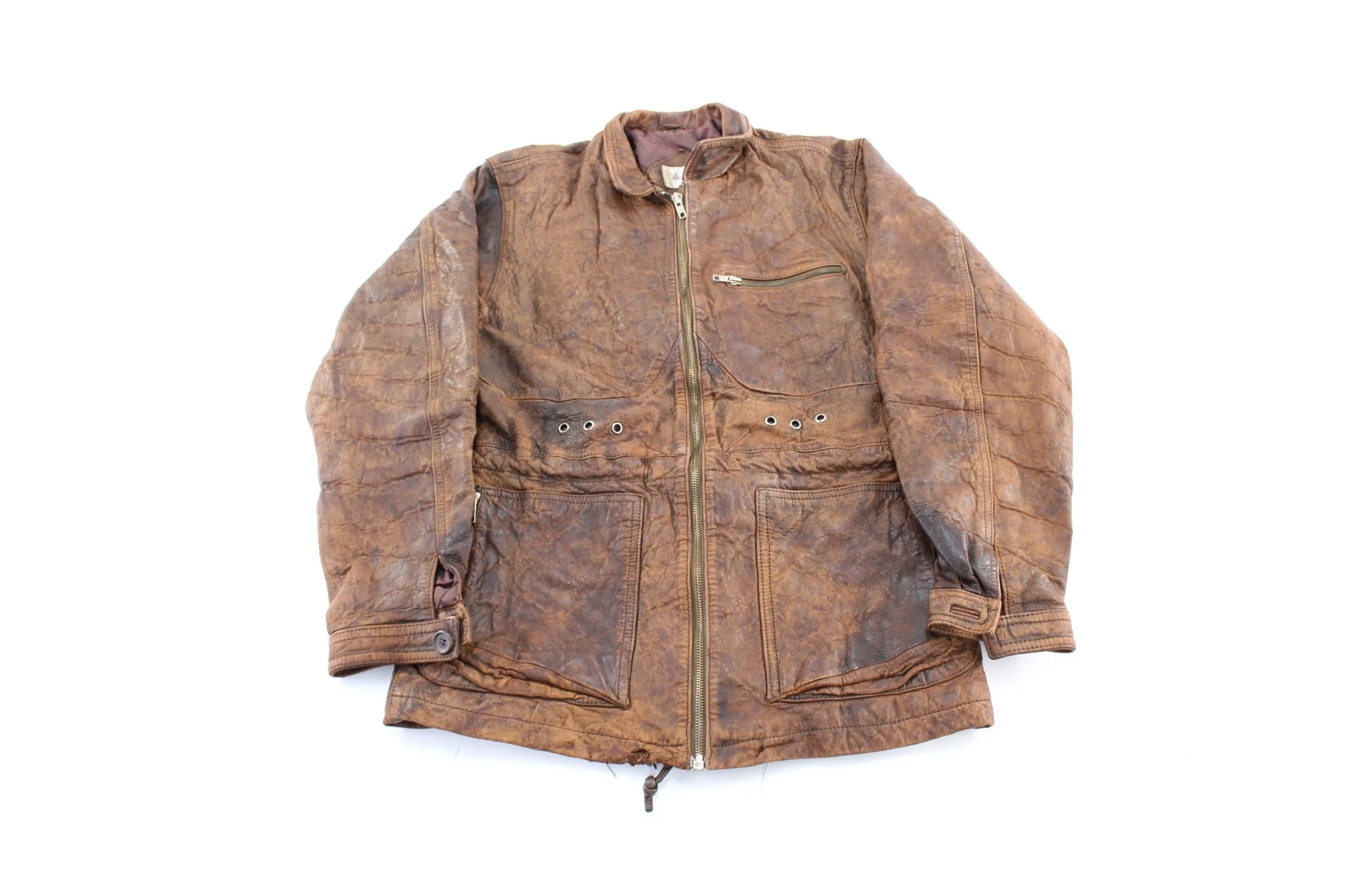 Adam Spencer Brown Leather Zip Up Jacket