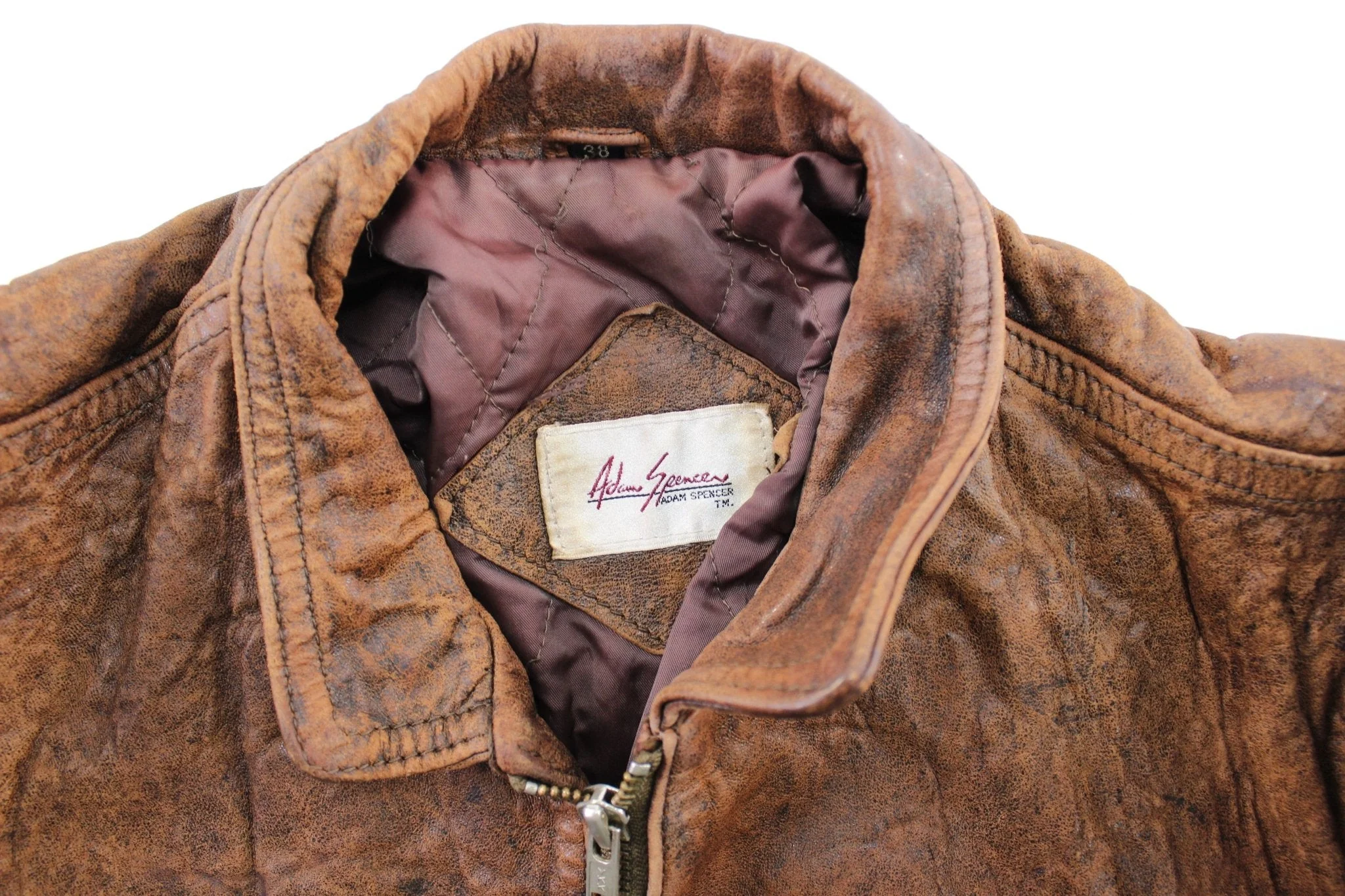 Adam Spencer Brown Leather Zip Up Jacket - Image 4