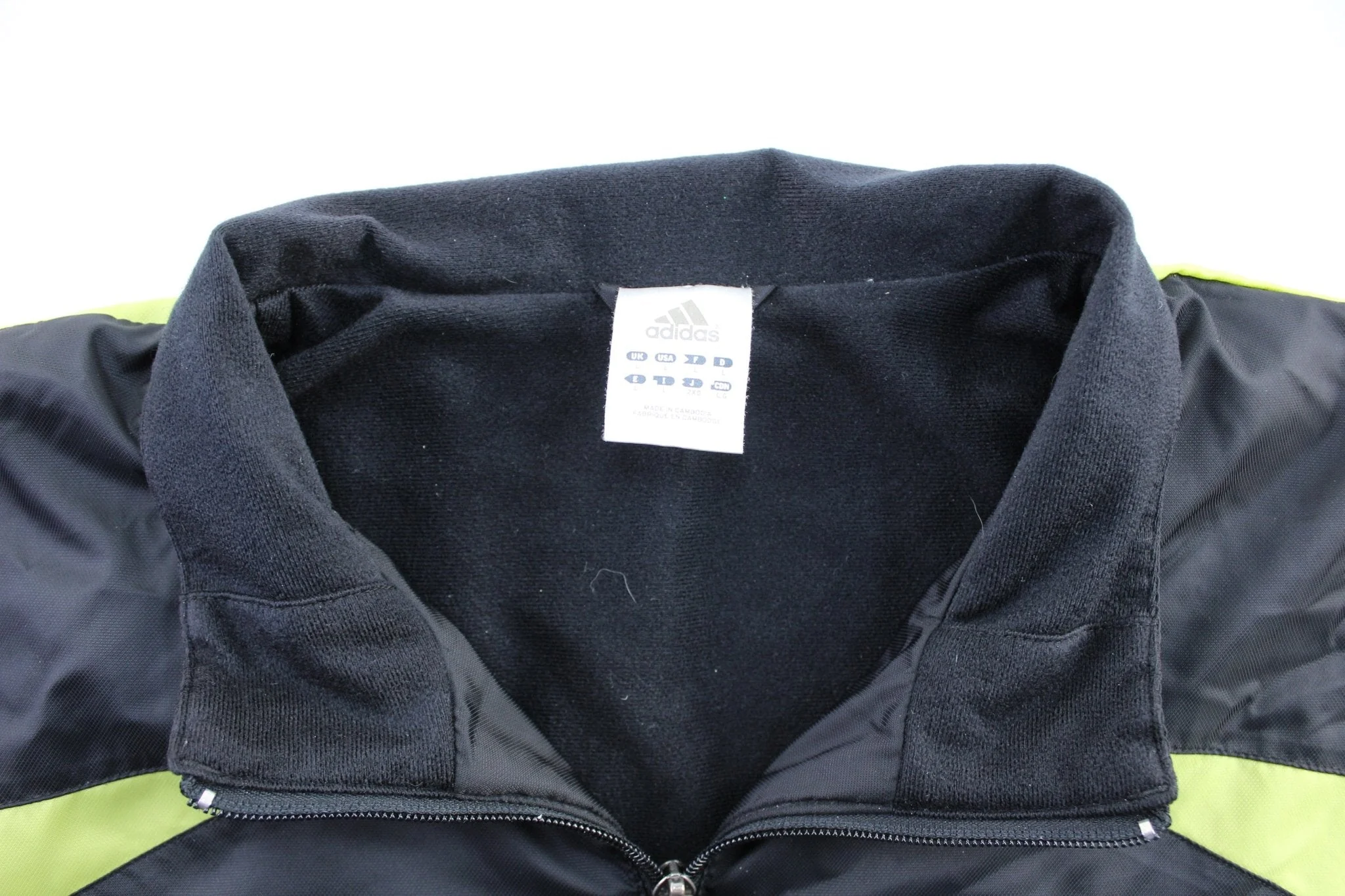 Adidas Embroidered Logo Black & Green Striped Zip Up Jacket - Image 4