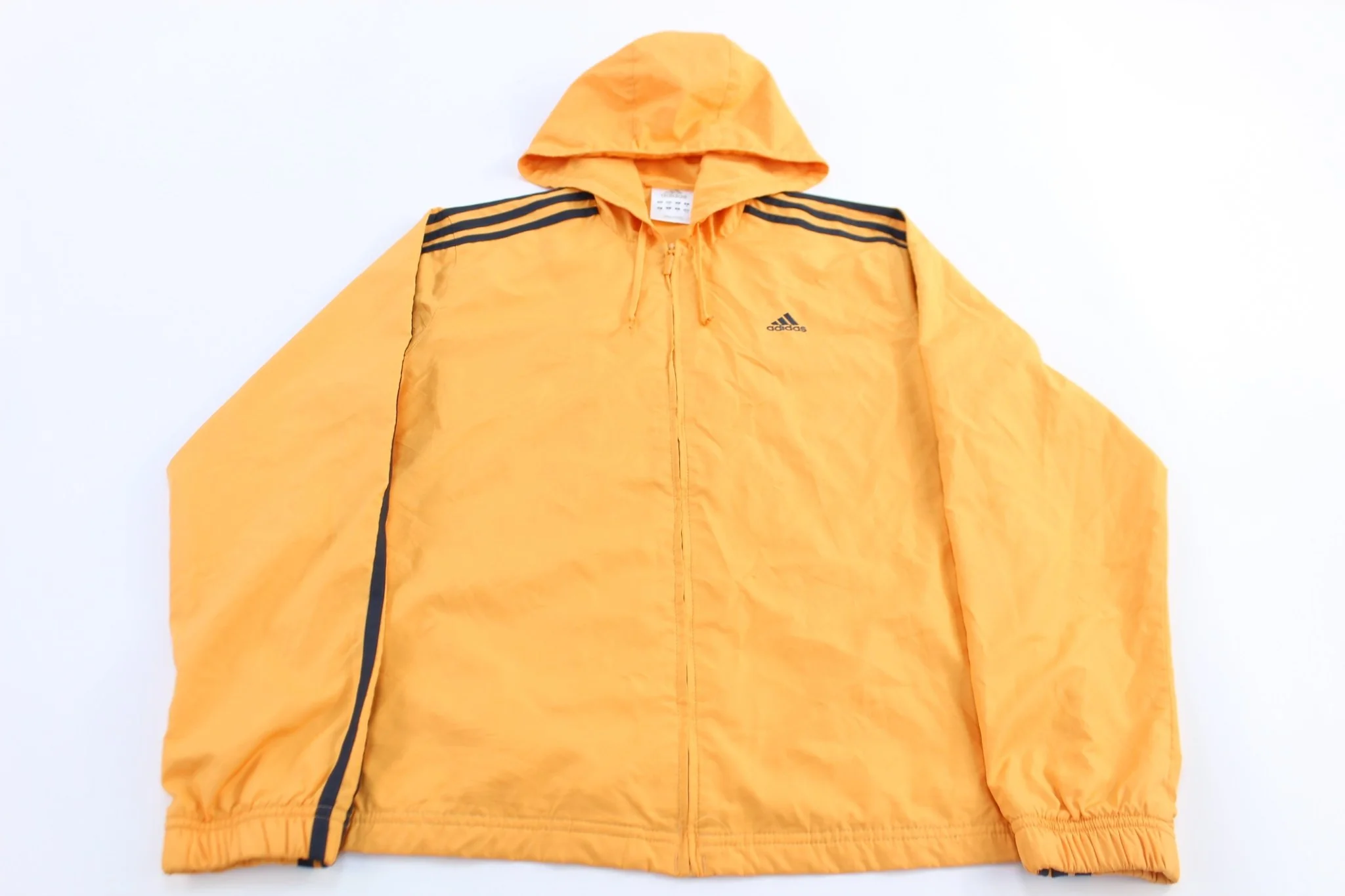 Women's Adidas Embroidered Logo Black & Orange Striped Zip Up Jacket
