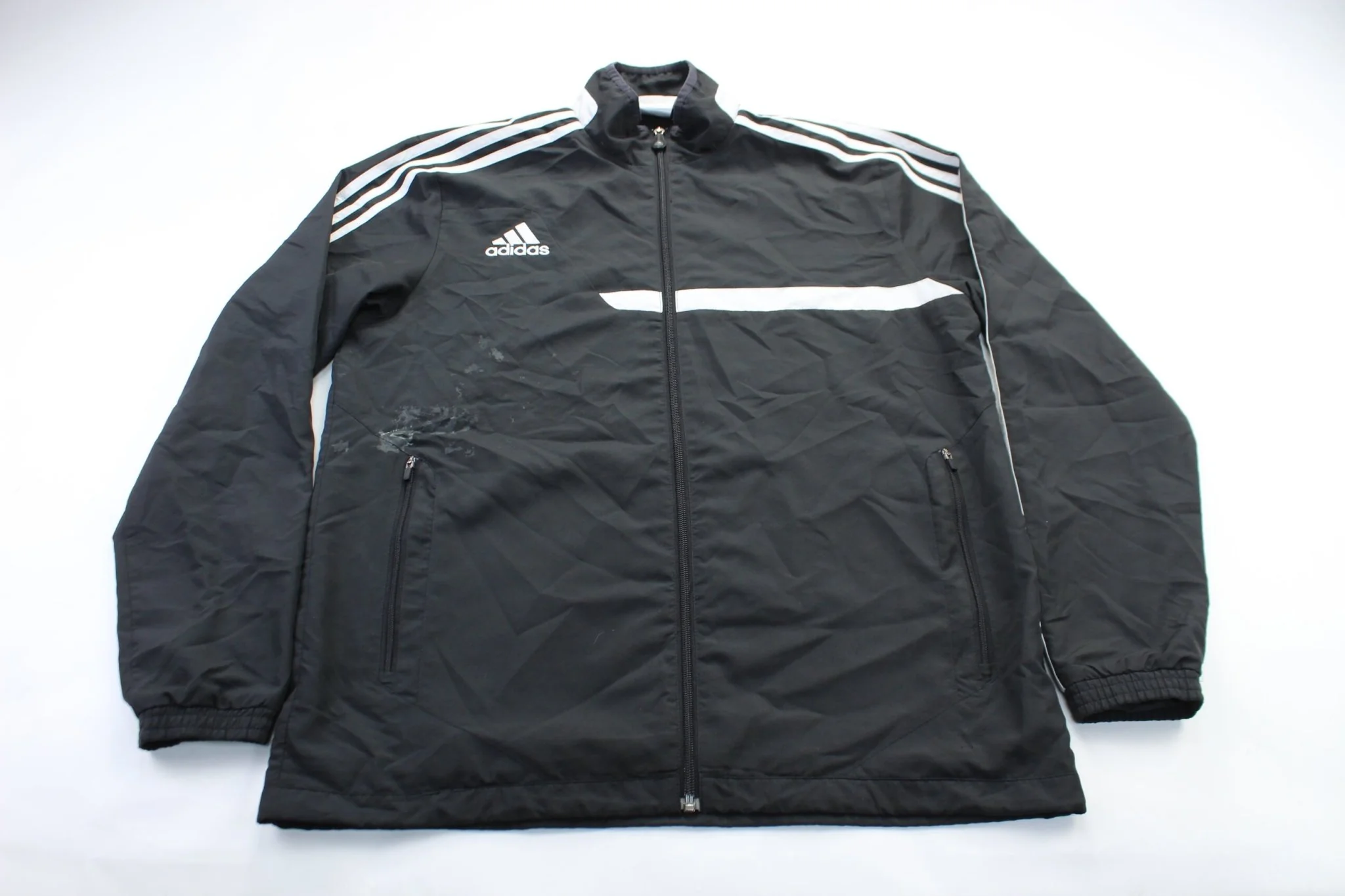 Adidas Embroidered Logo Black & White Striped Jacket