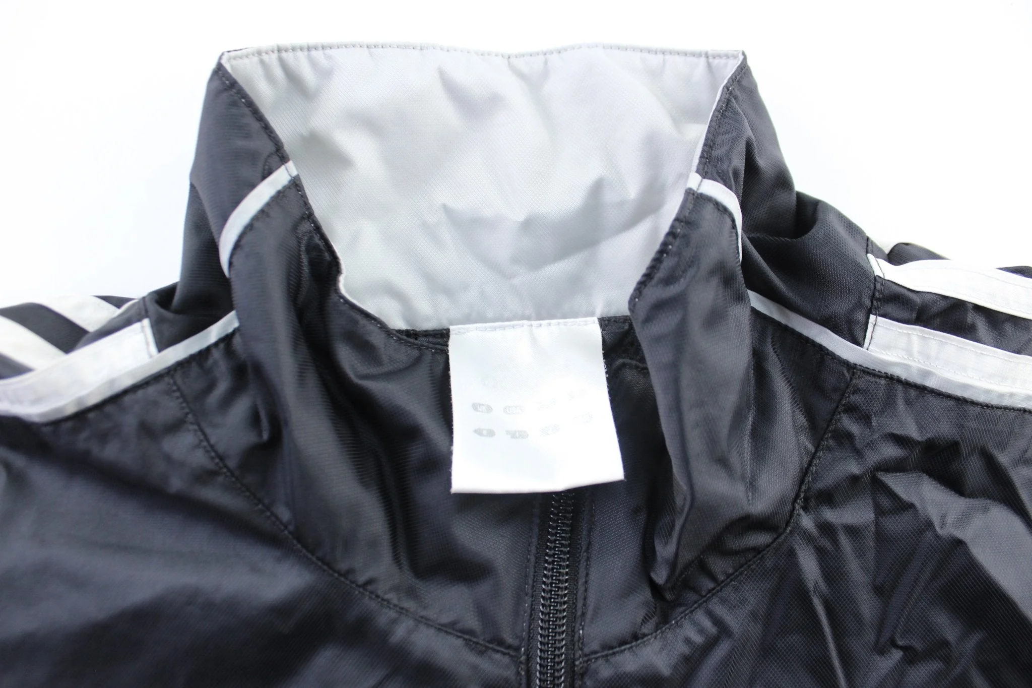 Adidas Embroidered Logo Black & White Striped Zip Up Jacket - Image 3