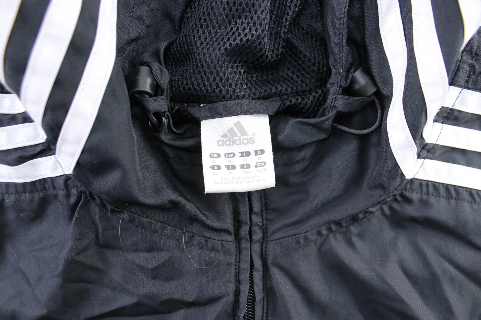 Adidas Embroidered Logo Black & White Striped Zip Up Jacket - Image 3