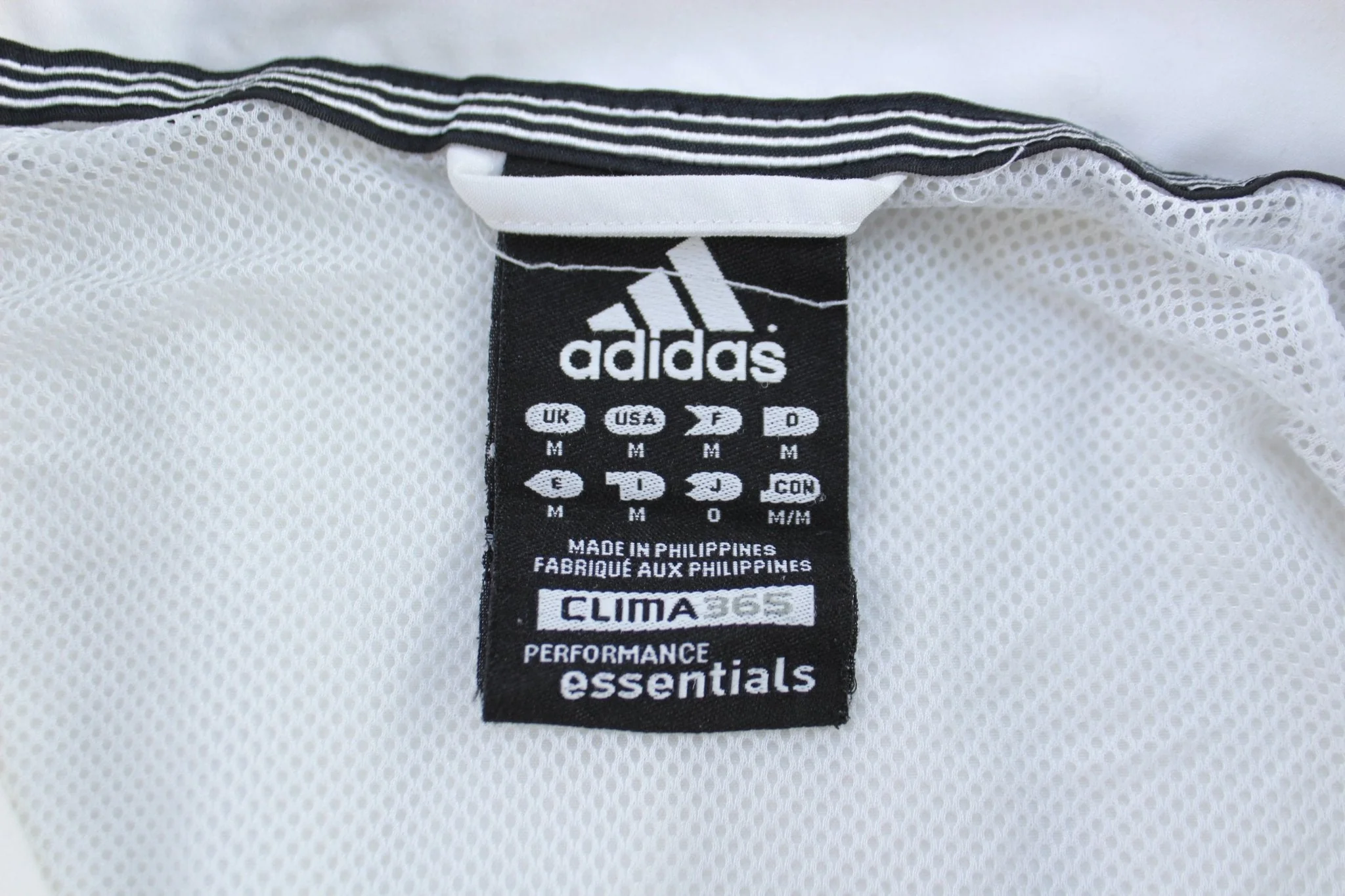 Adidas Embroidered Logo Black & White Striped Zip Up Jacket - Image 3