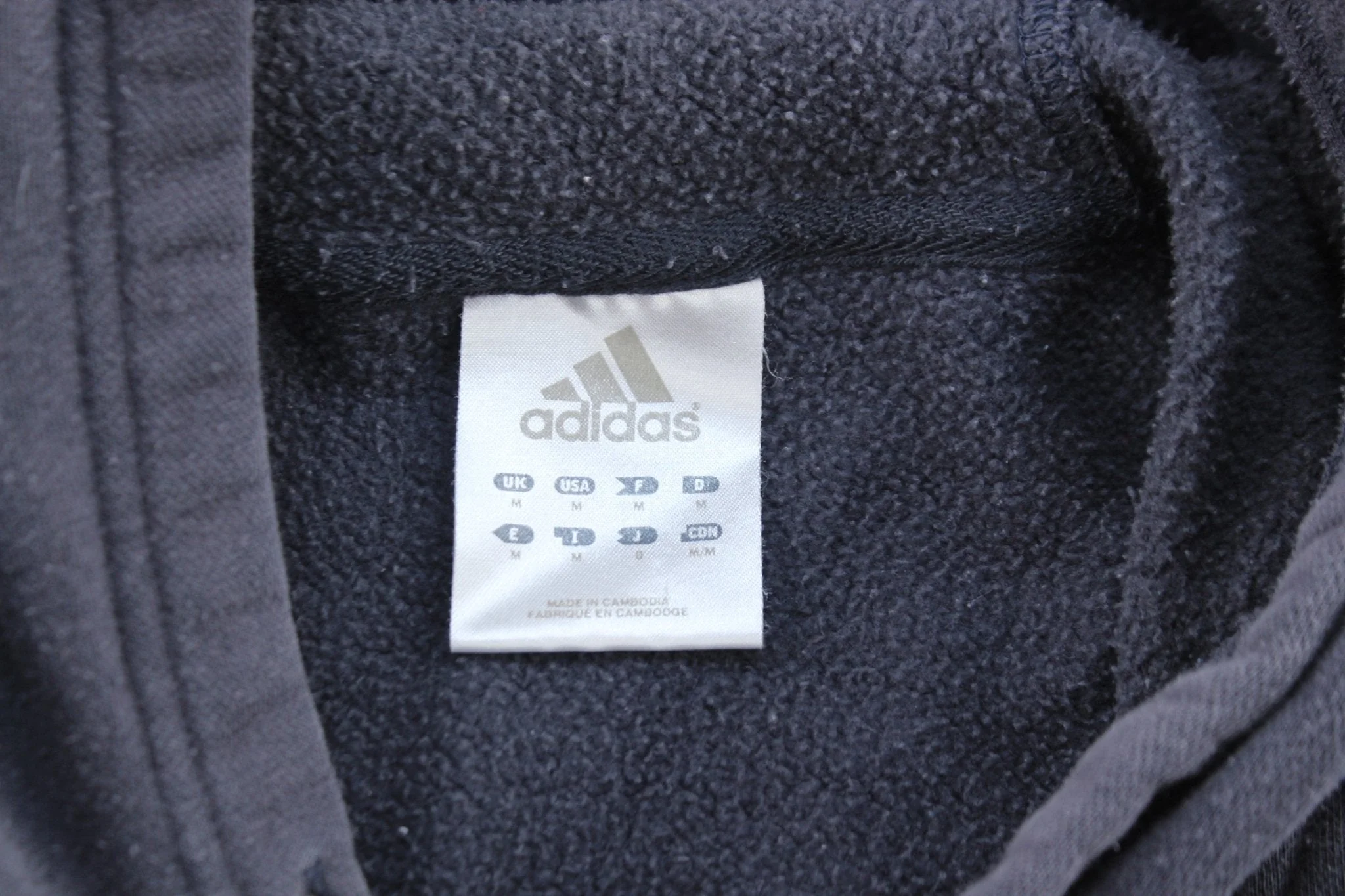 Adidas Embroidered Logo Blue & Grey Striped Pullover Hoodie - Image 3