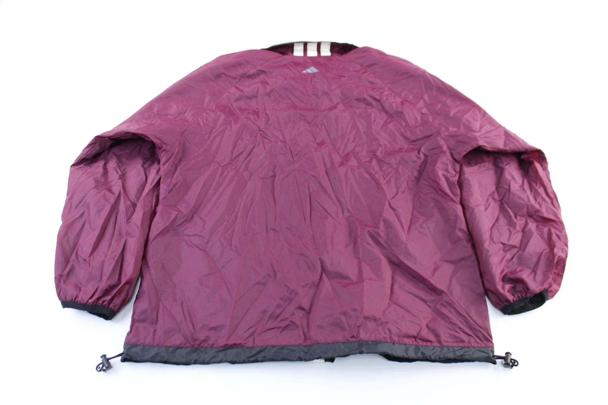 Adidas Embroidered Logo Burgundy, Black, & White Striped Zip Up Jacket - Image 2