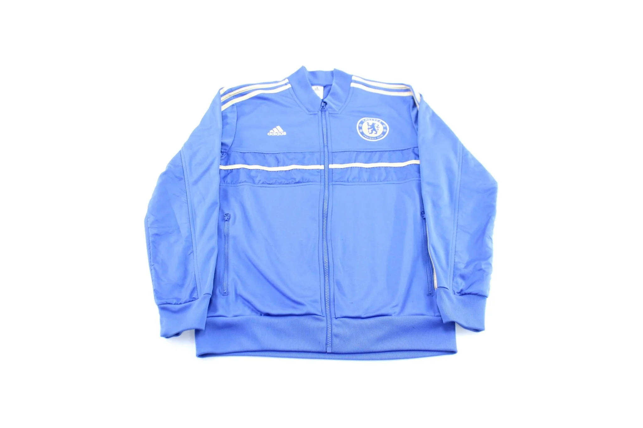 Adidas Embroidered Logo Chelsea Blue & Gold Striped Zip Up Jacket
