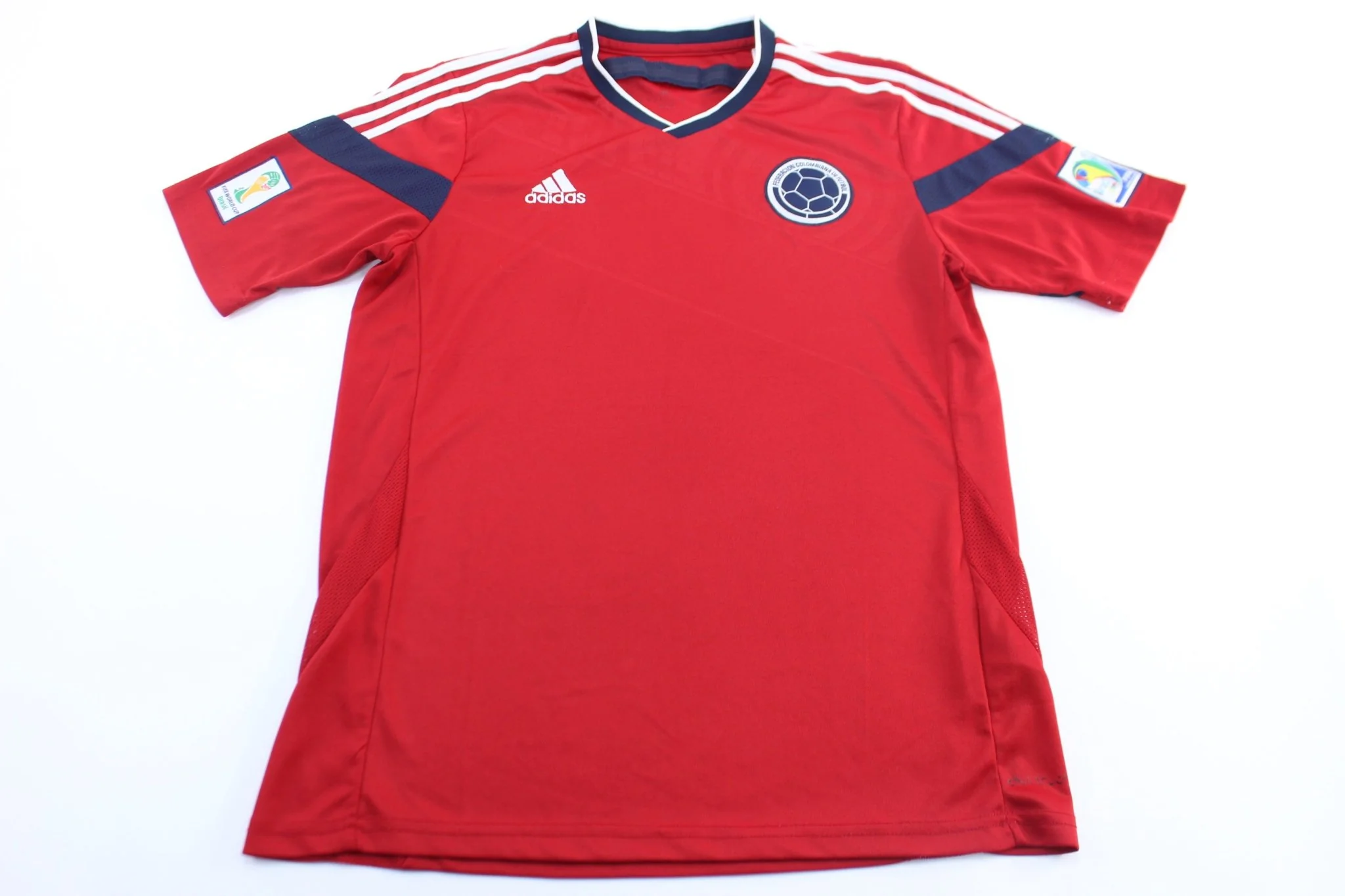 Adidas Embroidered Logo Columbia Red Striped Soccer Jersey
