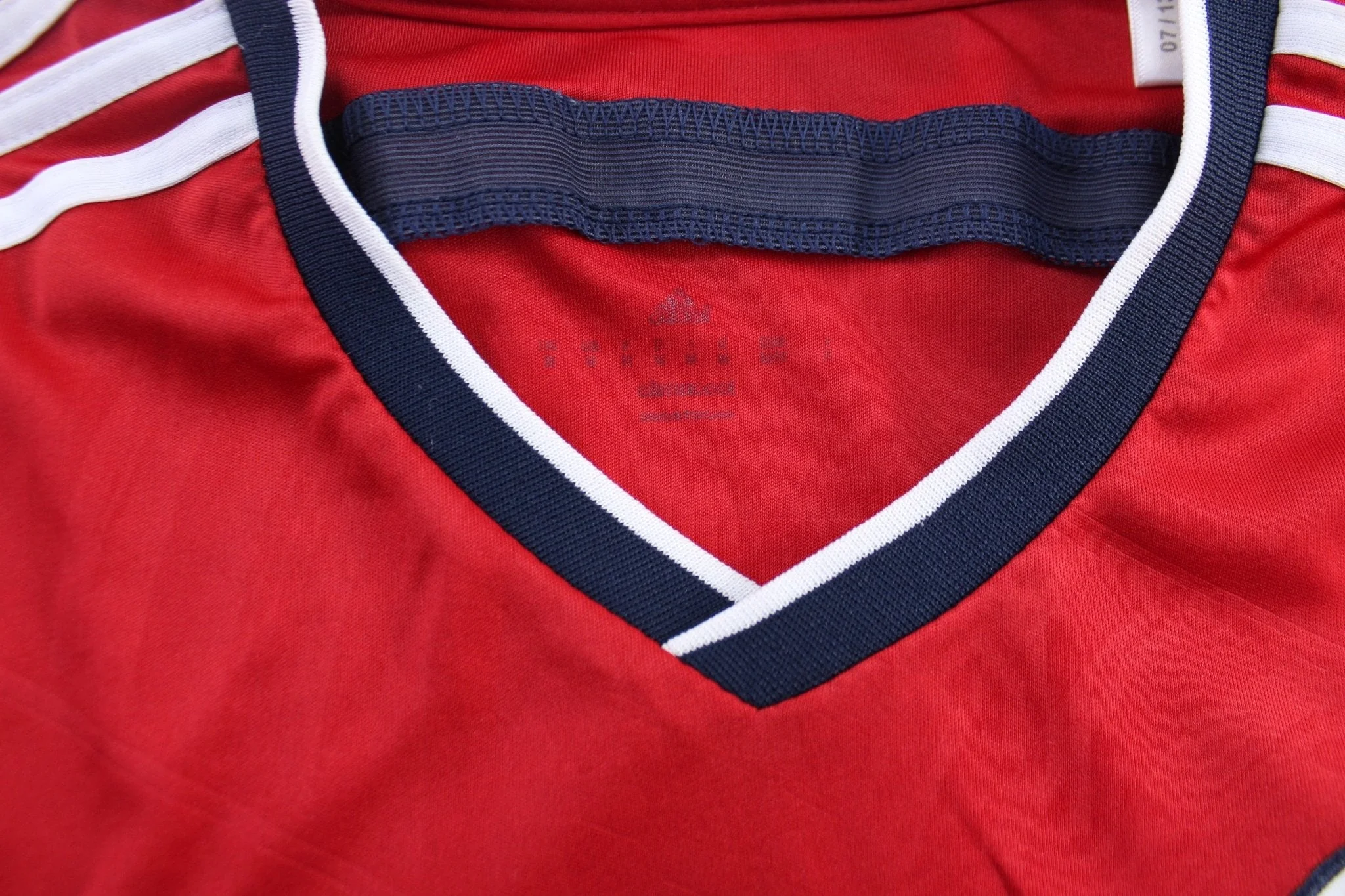 Adidas Embroidered Logo Columbia Red Striped Soccer Jersey - Image 3