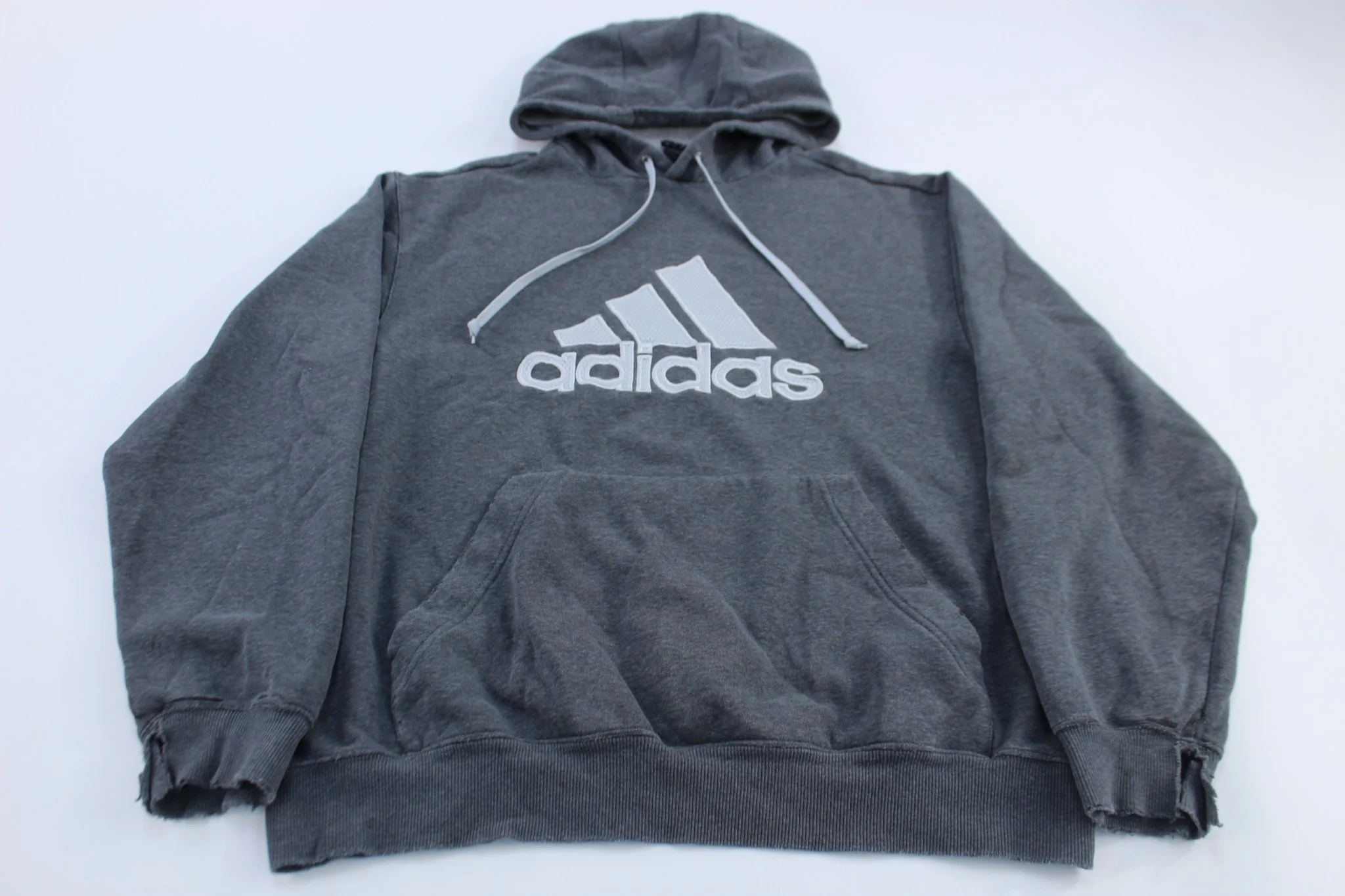 Adidas Embroidered Logo Grey Pullover Hoodie