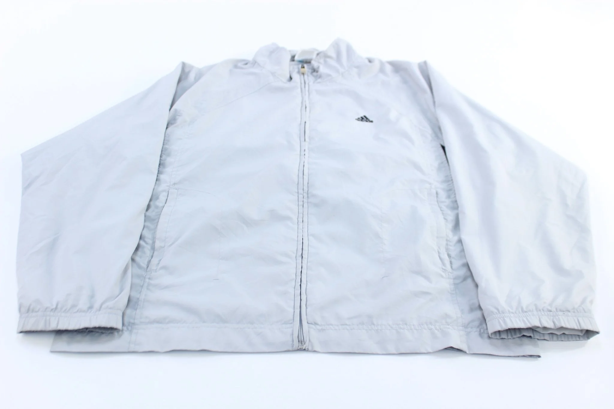 Adidas Embroidered Logo Light Grey & Black Zip Up Jacket