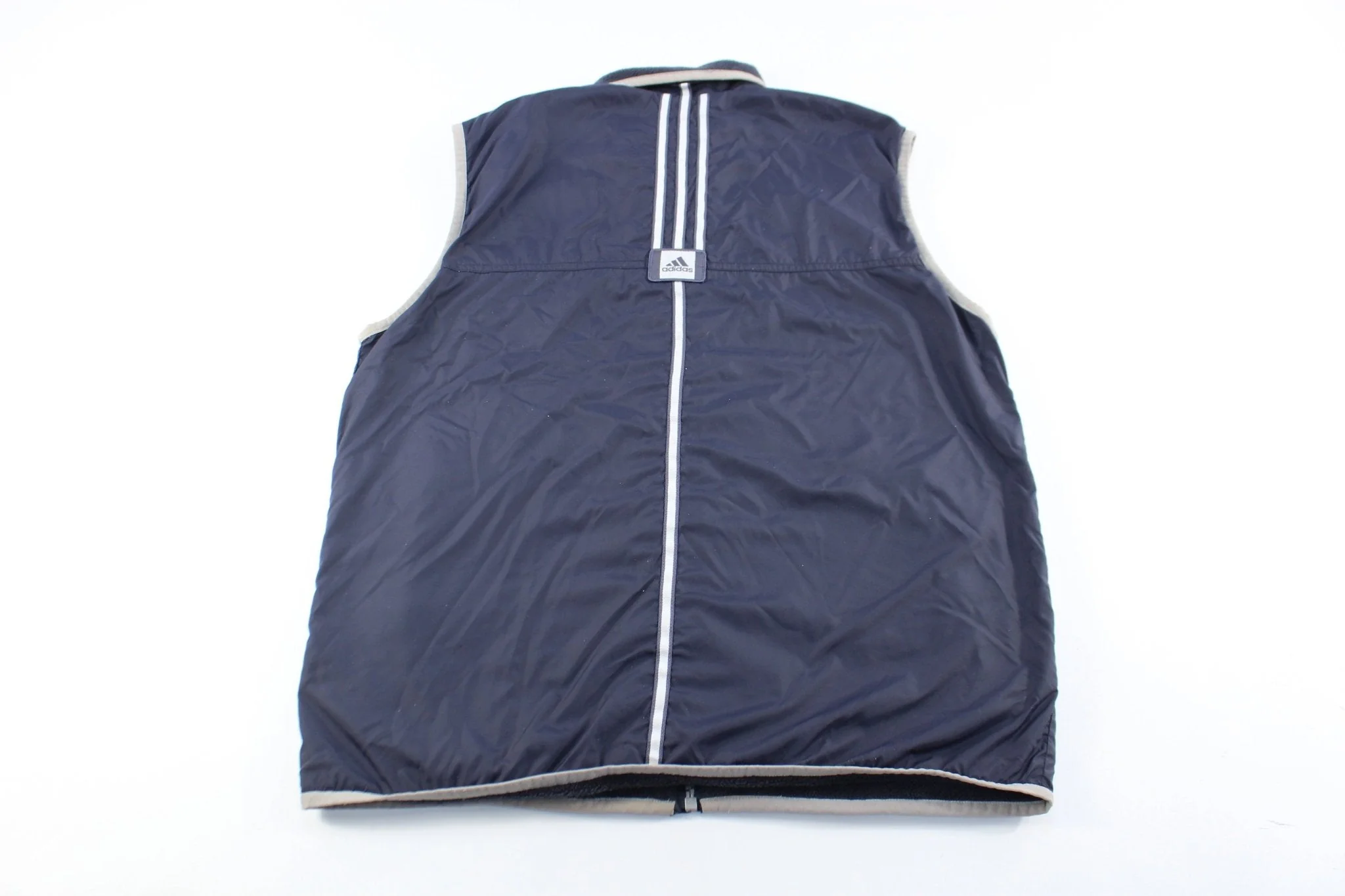 Adidas Embroidered Logo Navy Blue & Grey Zip Up Vest - Image 2