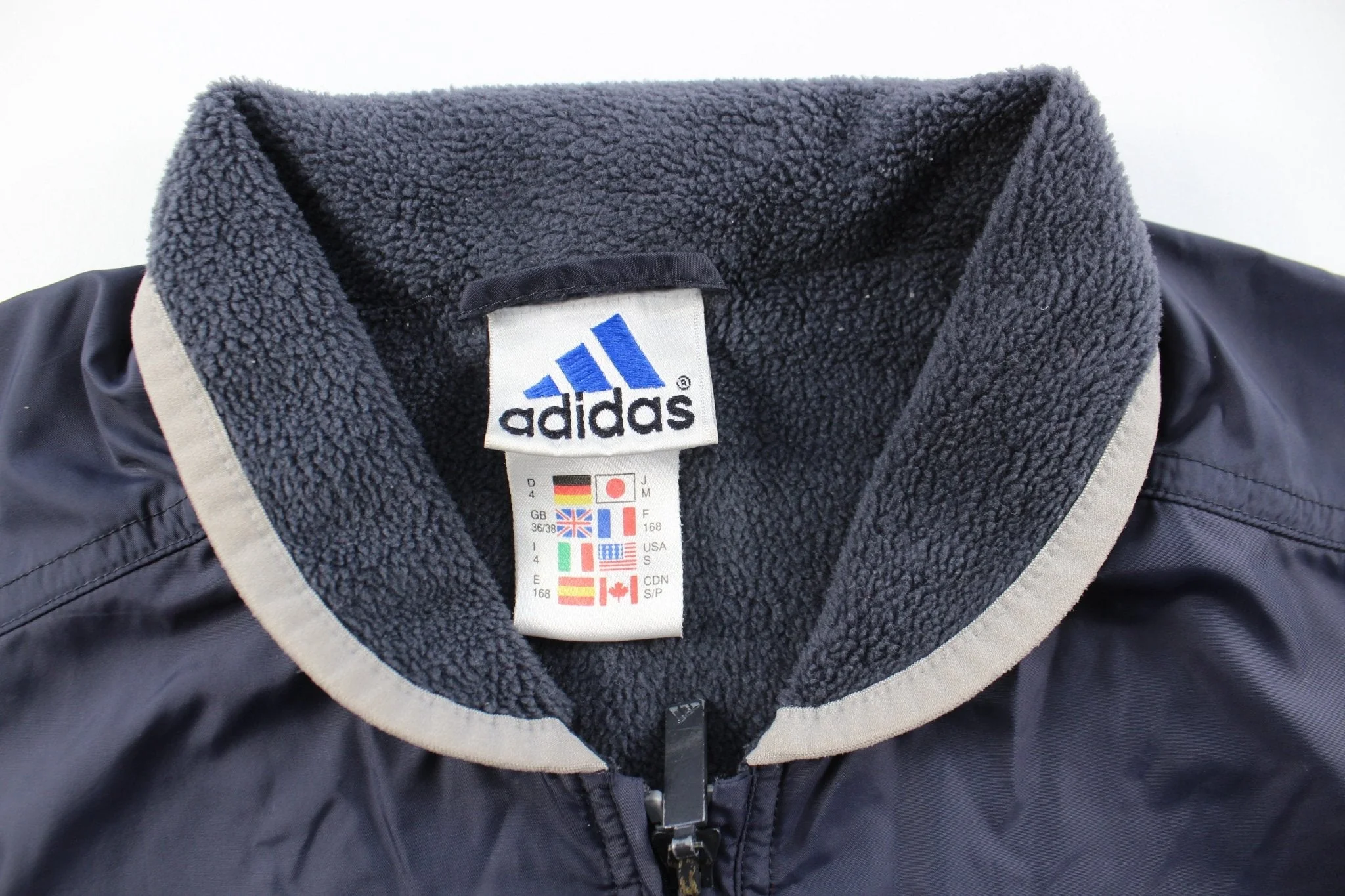 Adidas Embroidered Logo Navy Blue & Grey Zip Up Vest - Image 3