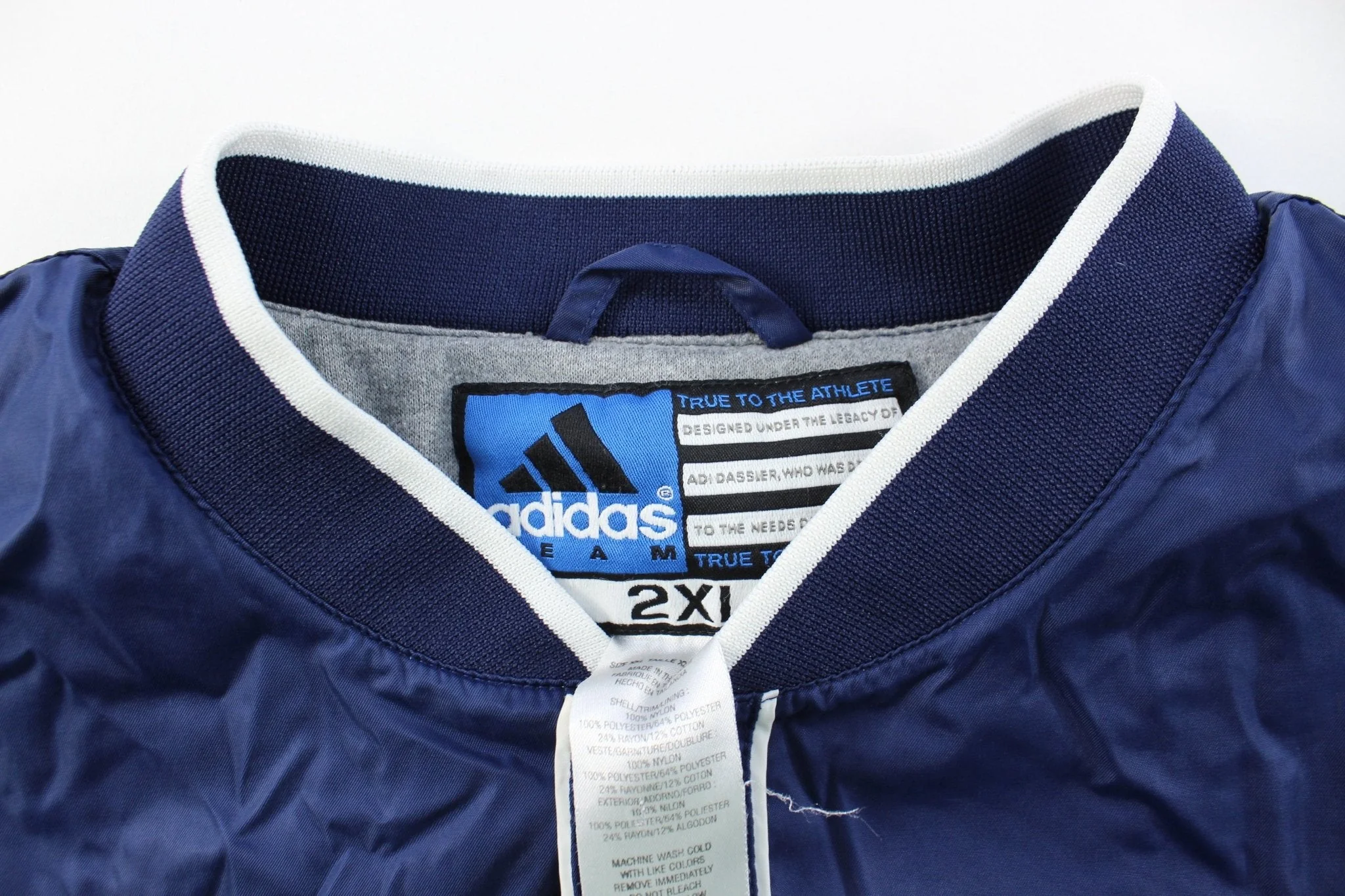 Adidas Embroidered Logo Navy Blue & White Striped Pullover Jacket - Image 3