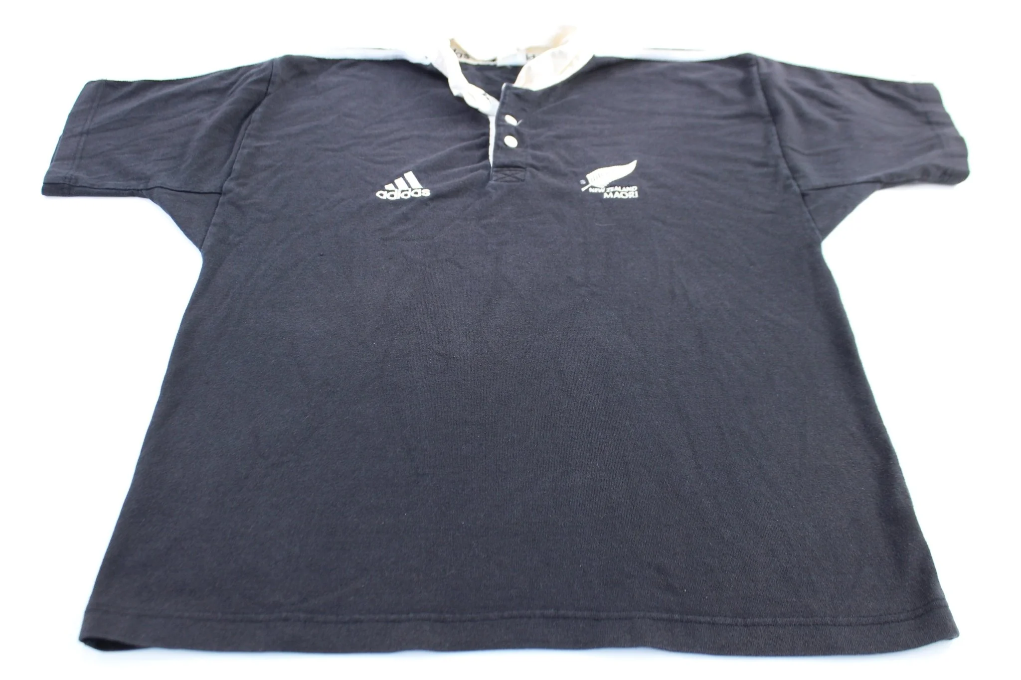 Adidas Embroidered Logo New Zealand Maori Striped Button Up Polo