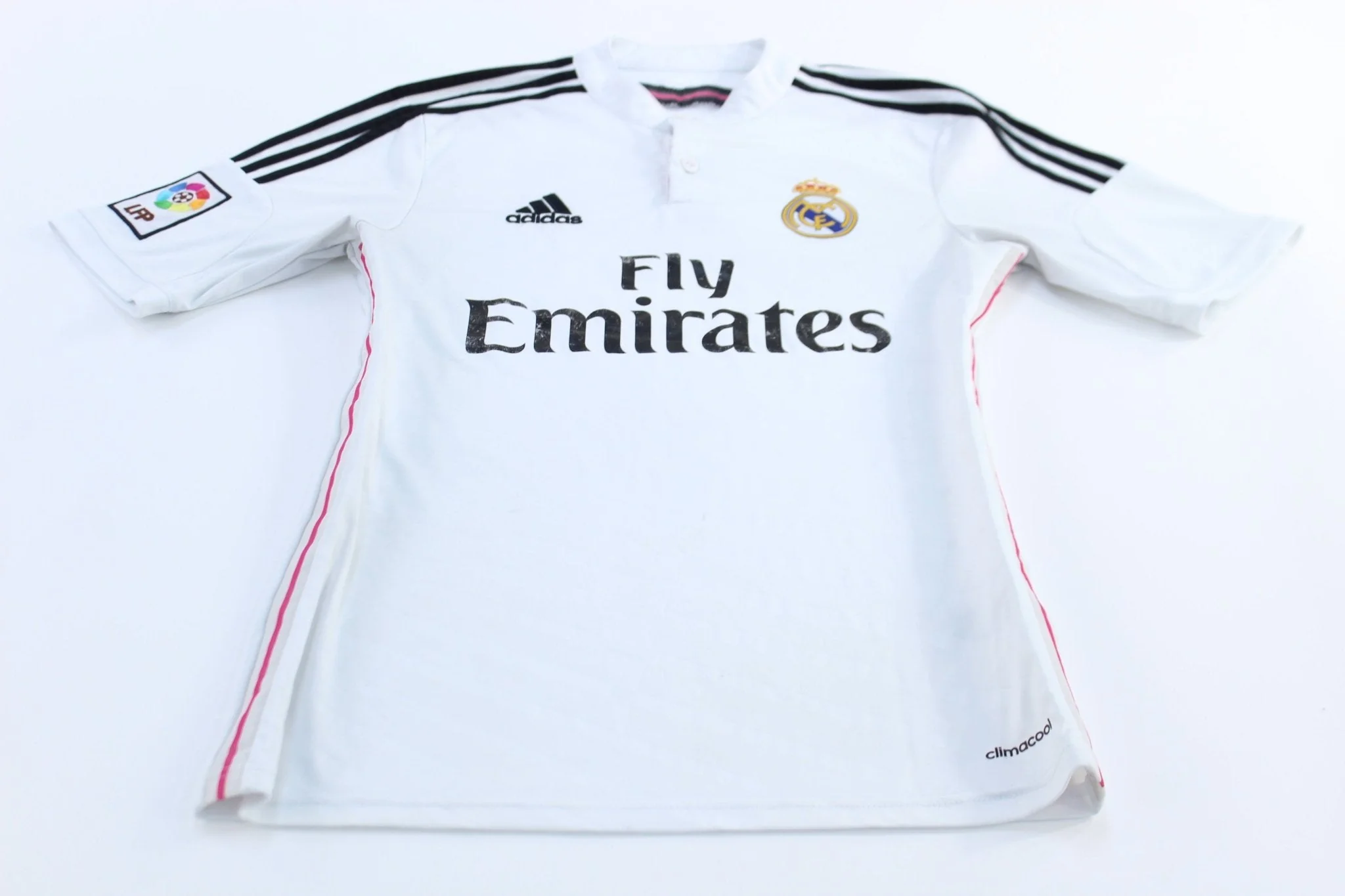 Adidas Embroidered Logo Real Madrid Black & White Striped Soccer Jersey - Image 2