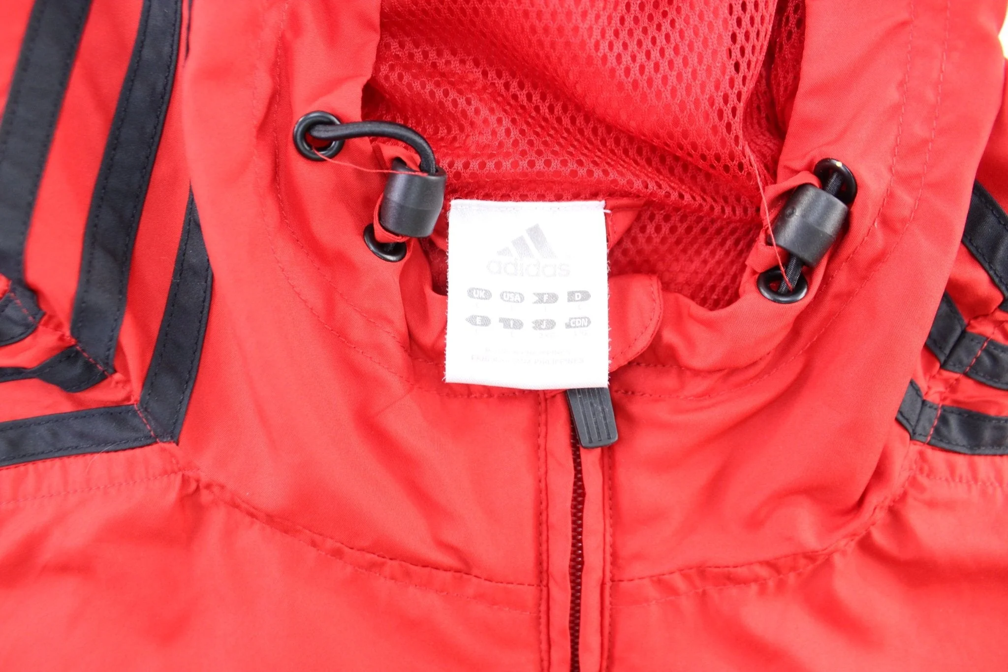 Adidas Embroidered Logo Red & Black Striped Zip Up Jacket - Image 3