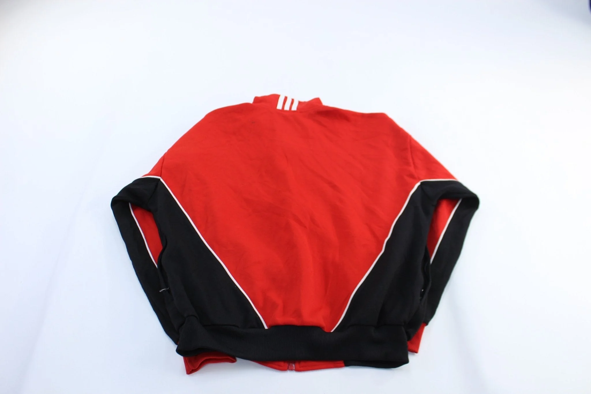 Adidas Embroidered Logo Red, Black, & White Striped Jacket - Image 2