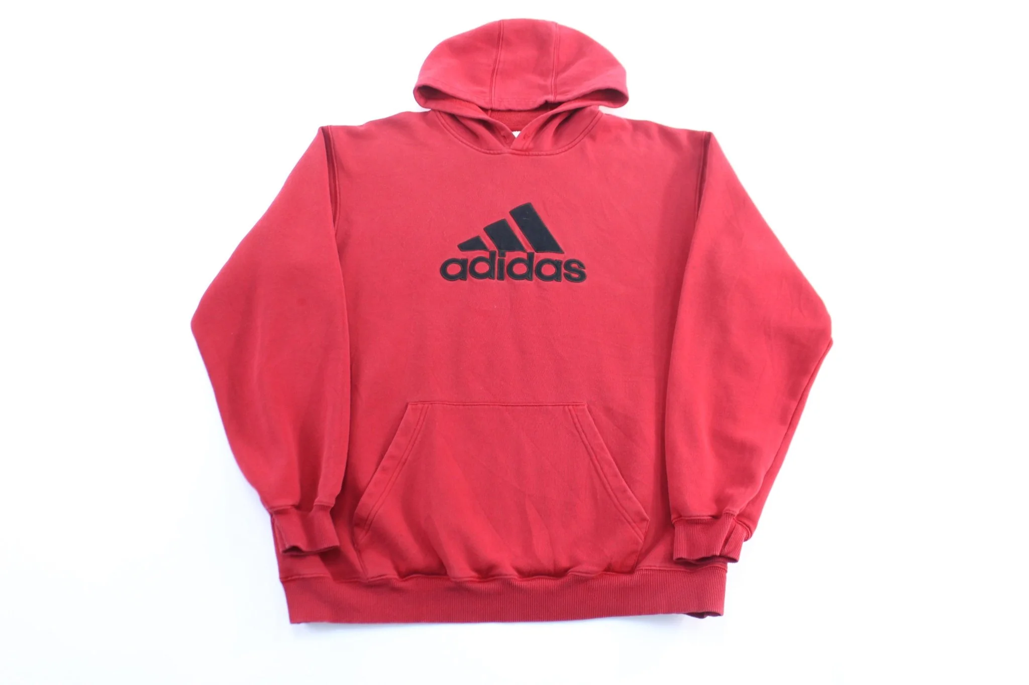 Adidas Embroidered Logo Red Pullover Hoodie