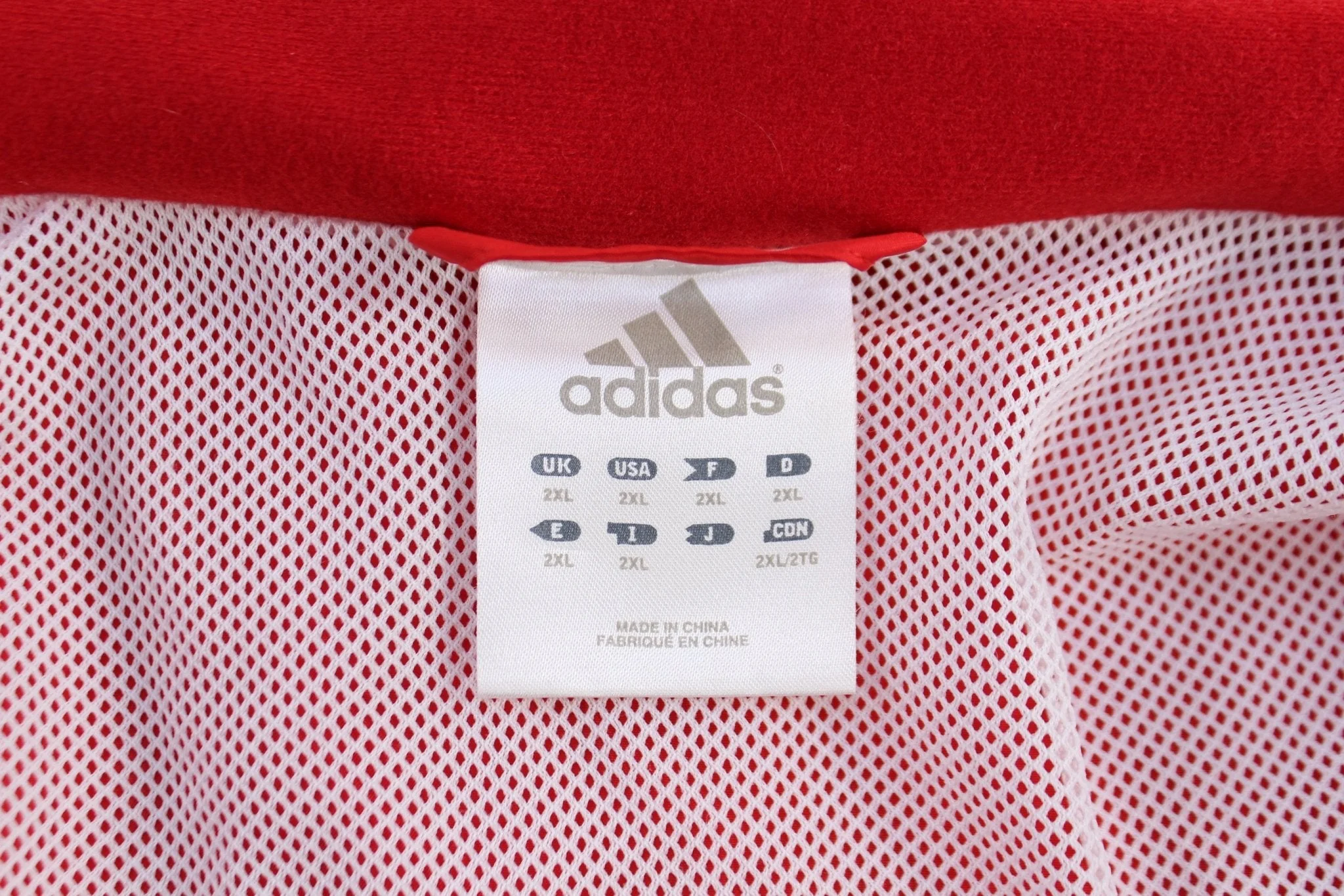 Adidas Embroidered Logo Red & White Striped Zip Up Jacket - Image 3
