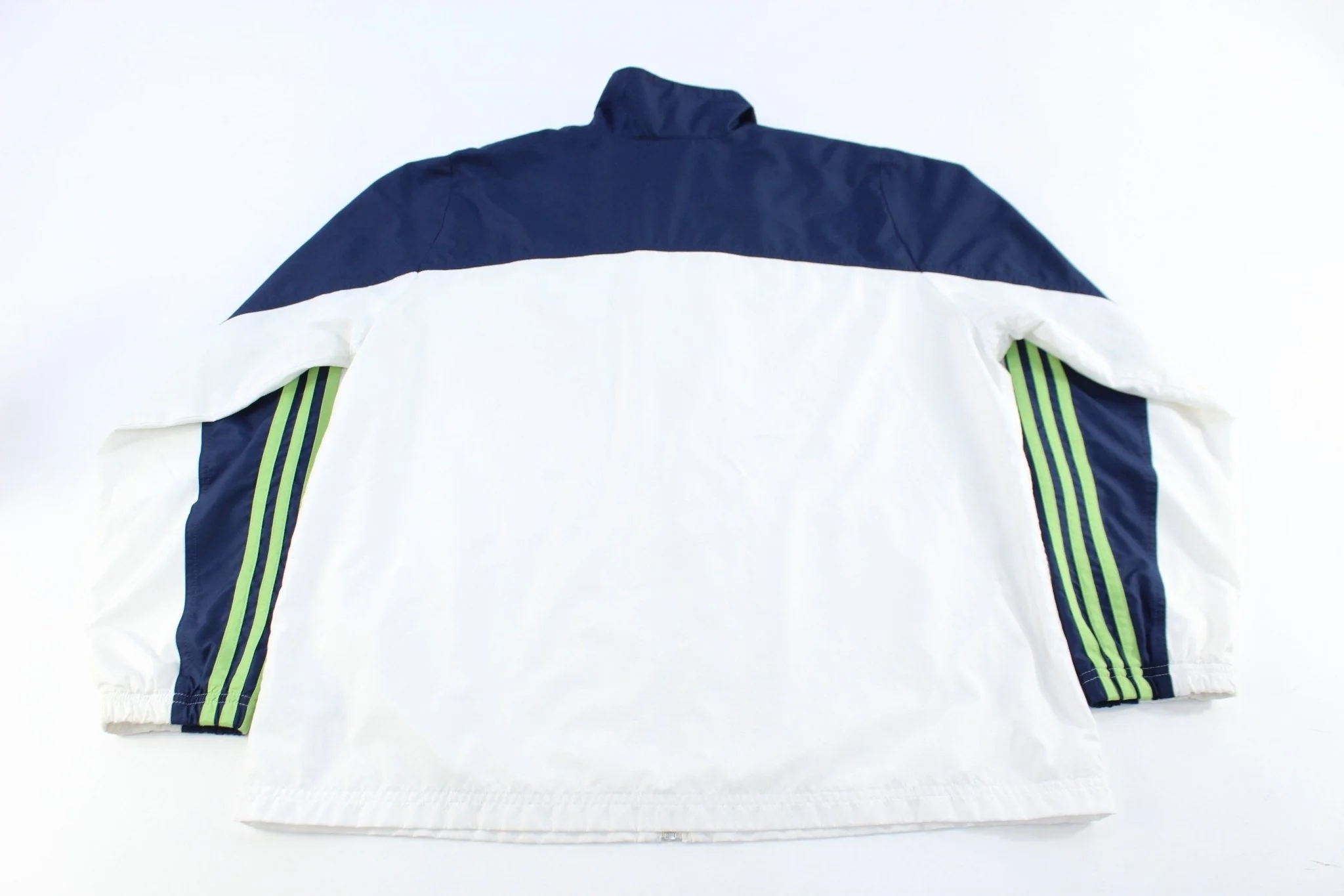 Adidas Embroidered Logo White, Navy Blue, & Green Striped Jacket - Image 2