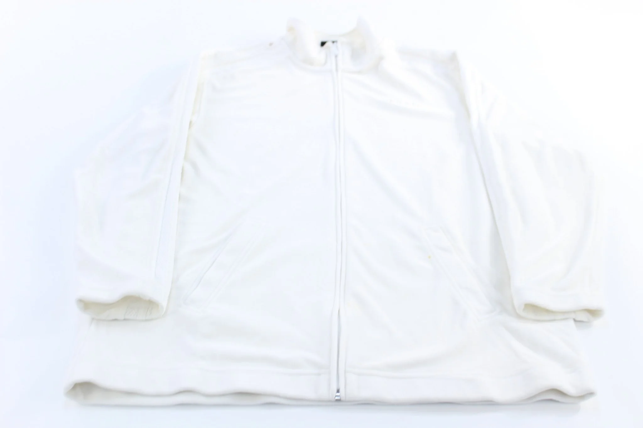 Adidas Embroidered Logo White Striped Full Zip Jacket