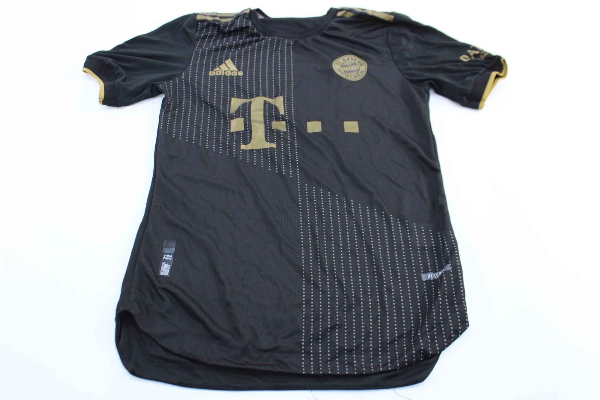 Adidas Logo FC Bayern Munchen Black & Gold Striped Soccer Jersey