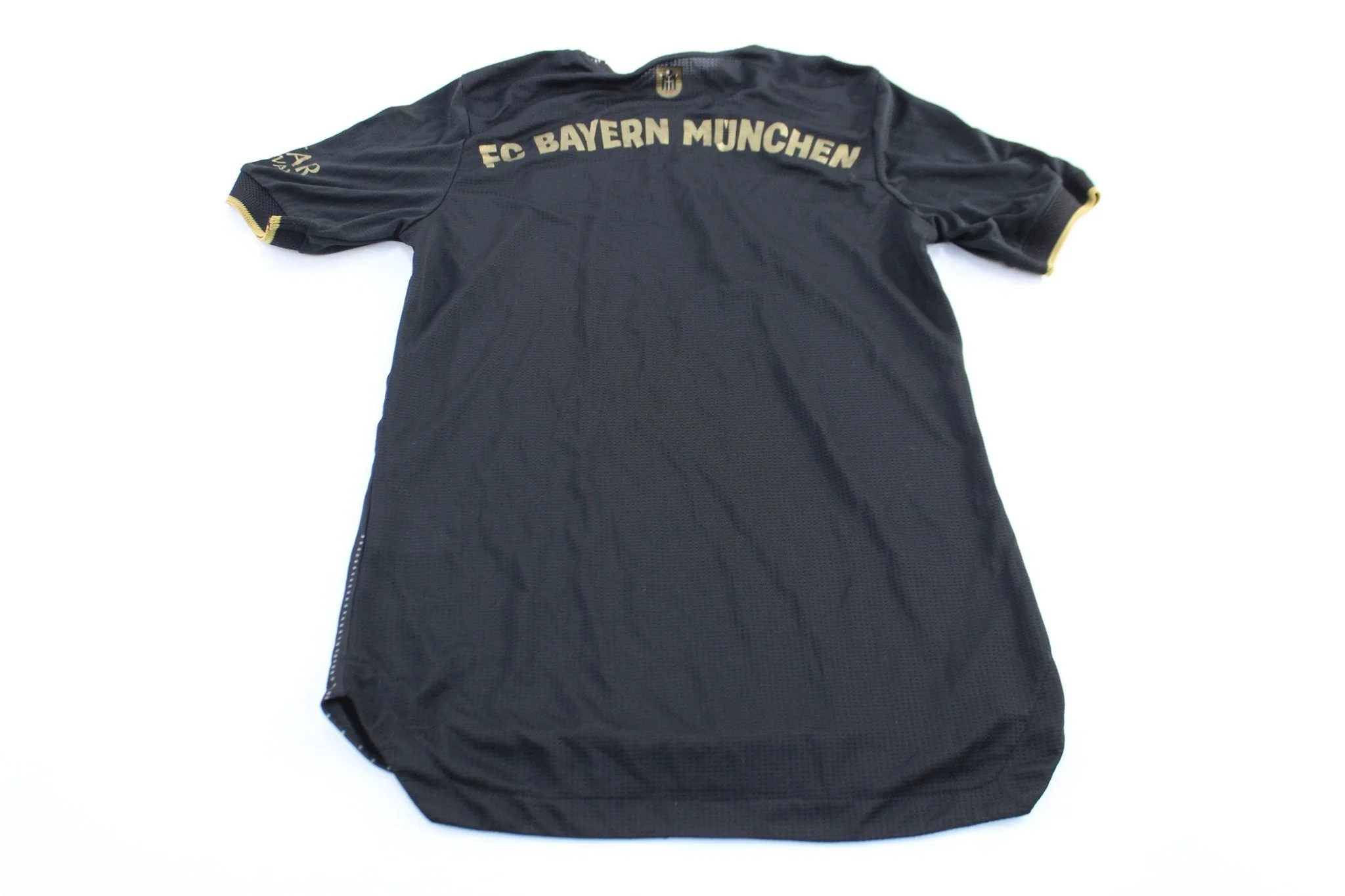 Adidas Logo FC Bayern Munchen Black & Gold Striped Soccer Jersey - Image 2