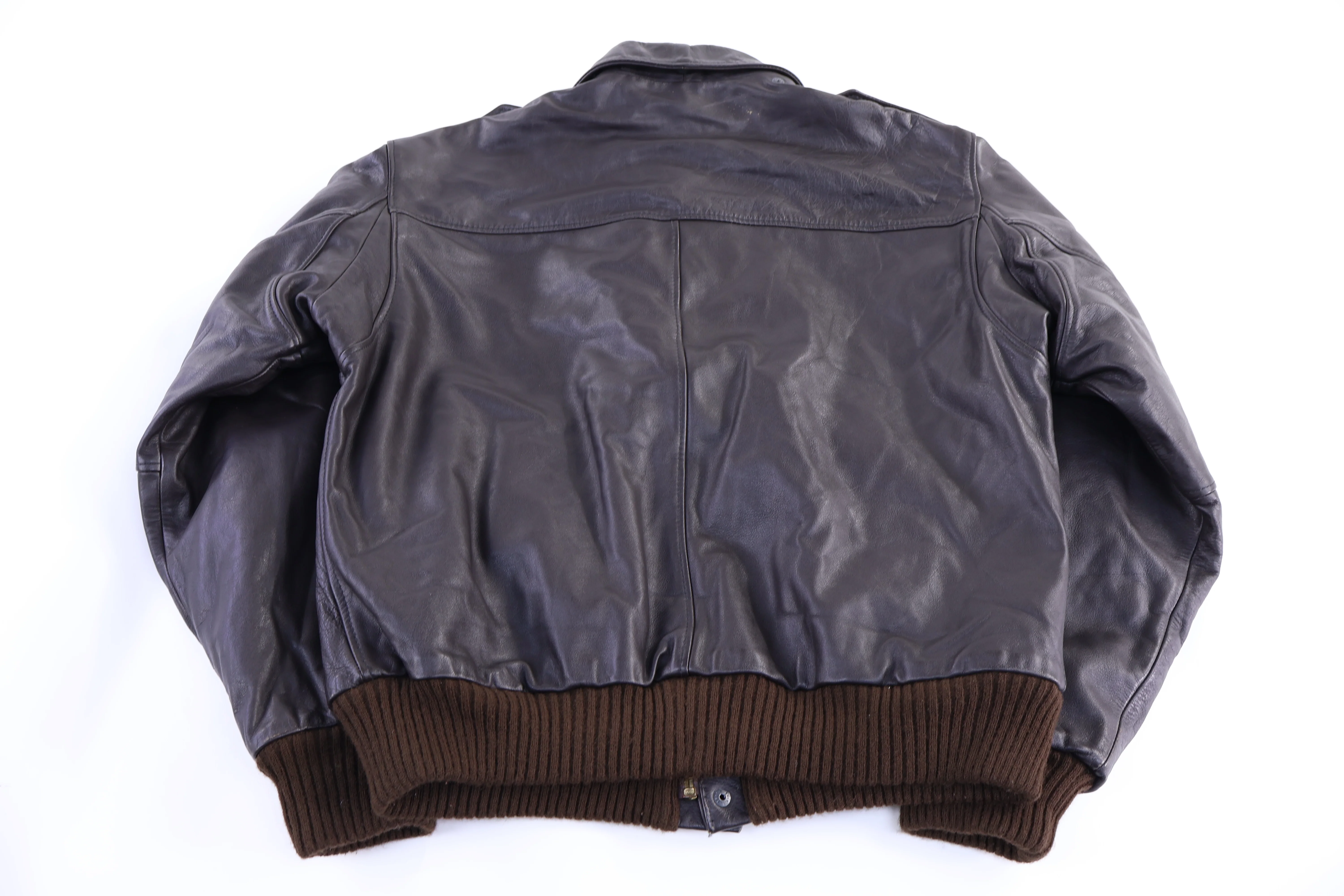 American Express Brown Full Zip Leather Jacket - Image 2