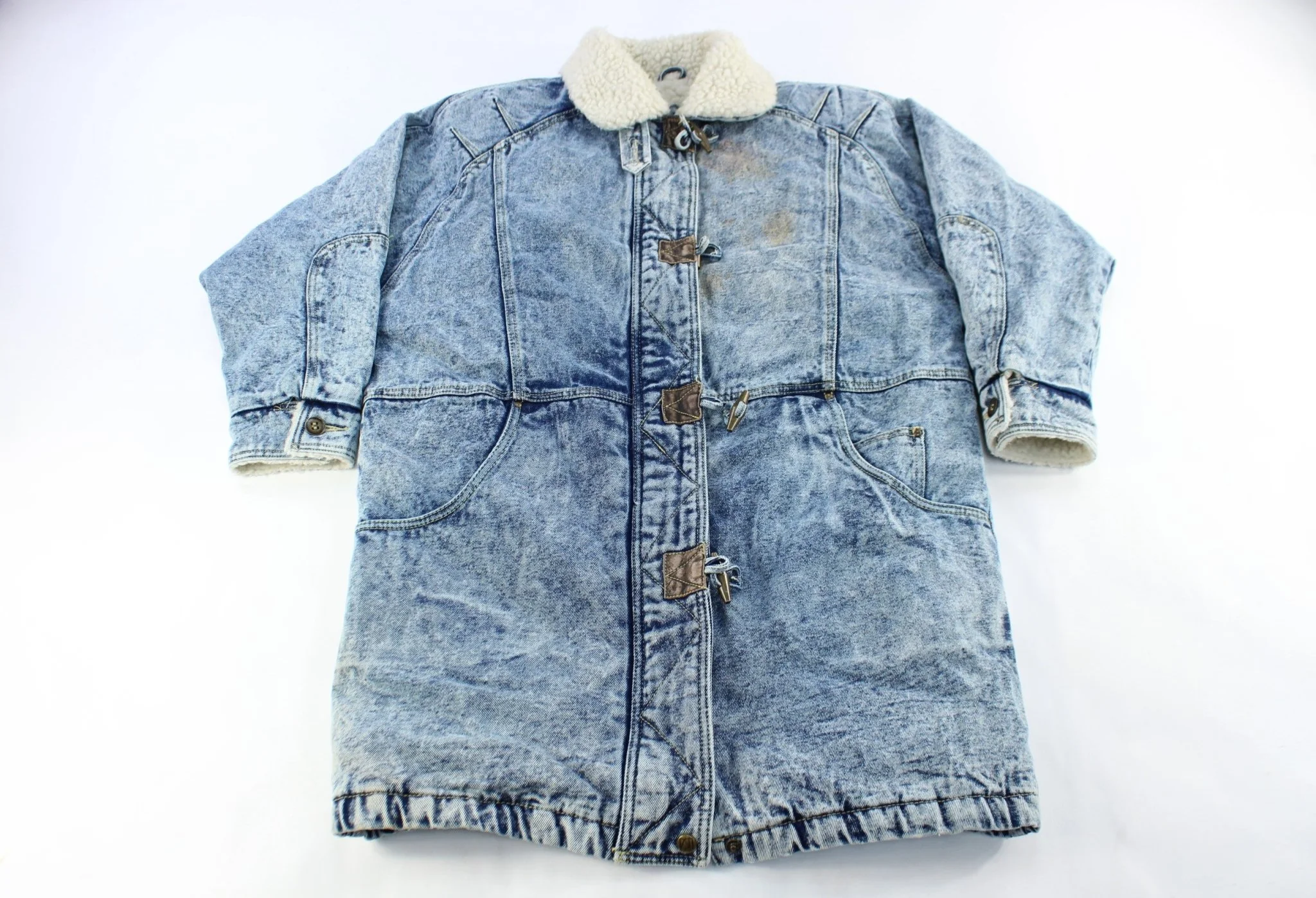 Andy John's Acid Wash Denim Sherpa Coat