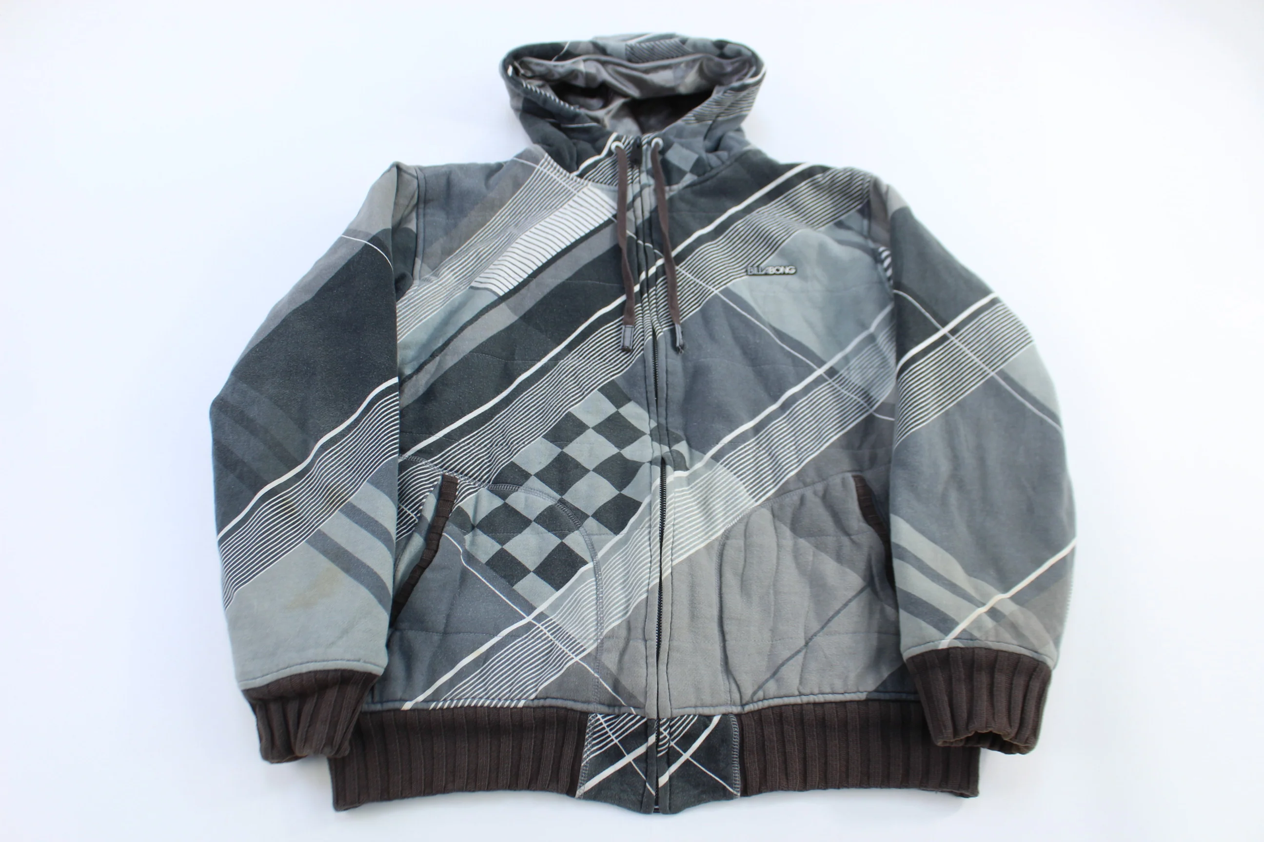 Billabong Geometric Pattern Grey Full Zip Jacket