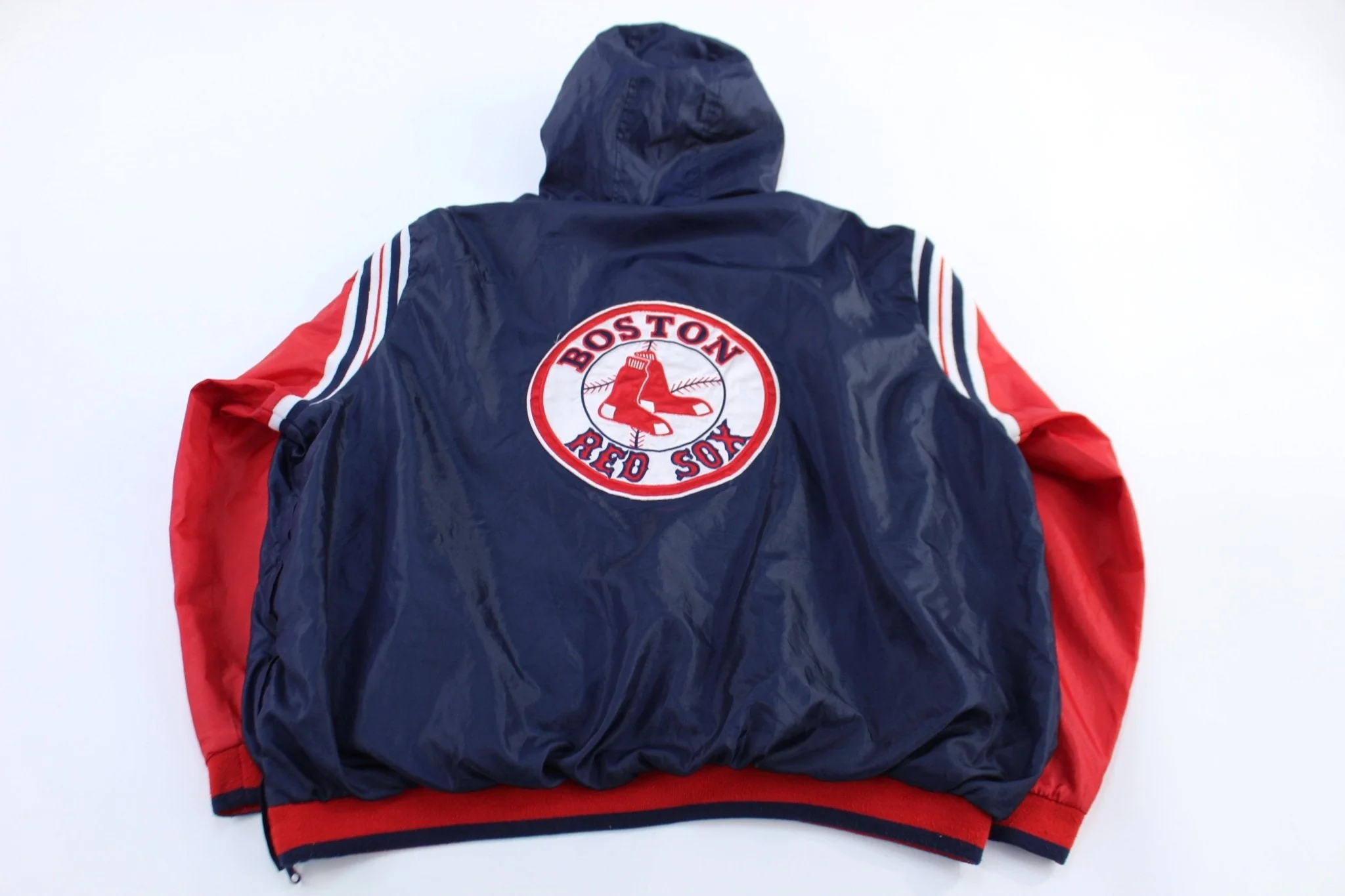 Boston Red Box Baseball Quarter Zip Hooded Windbreaker - Image 2