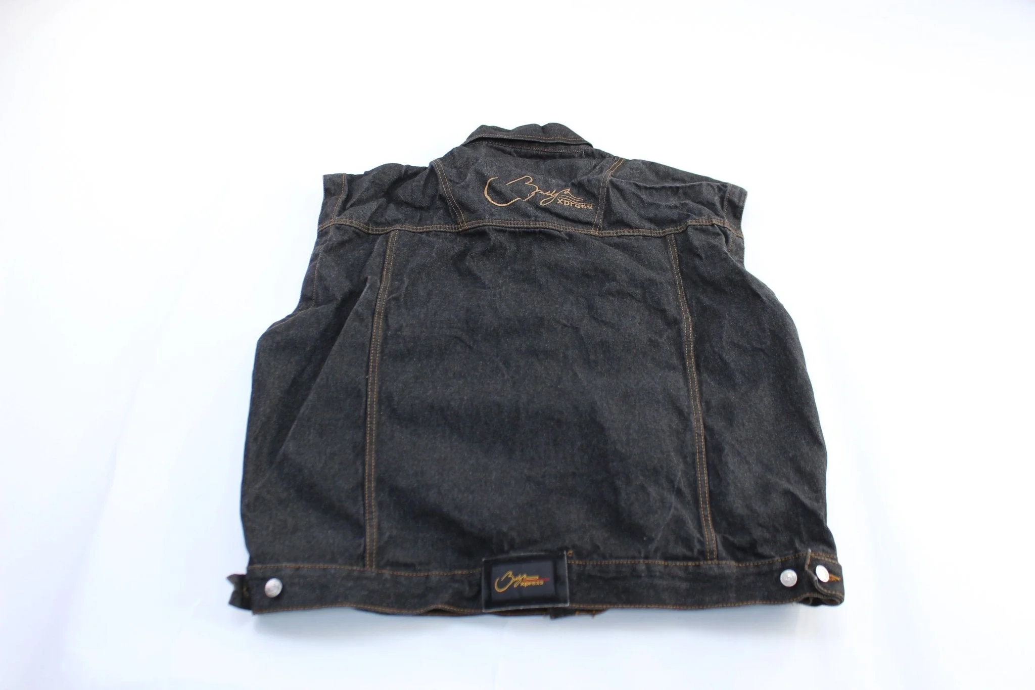 Brooklyn Xpress Embroidered Black Wash Denim Vest - Image 2