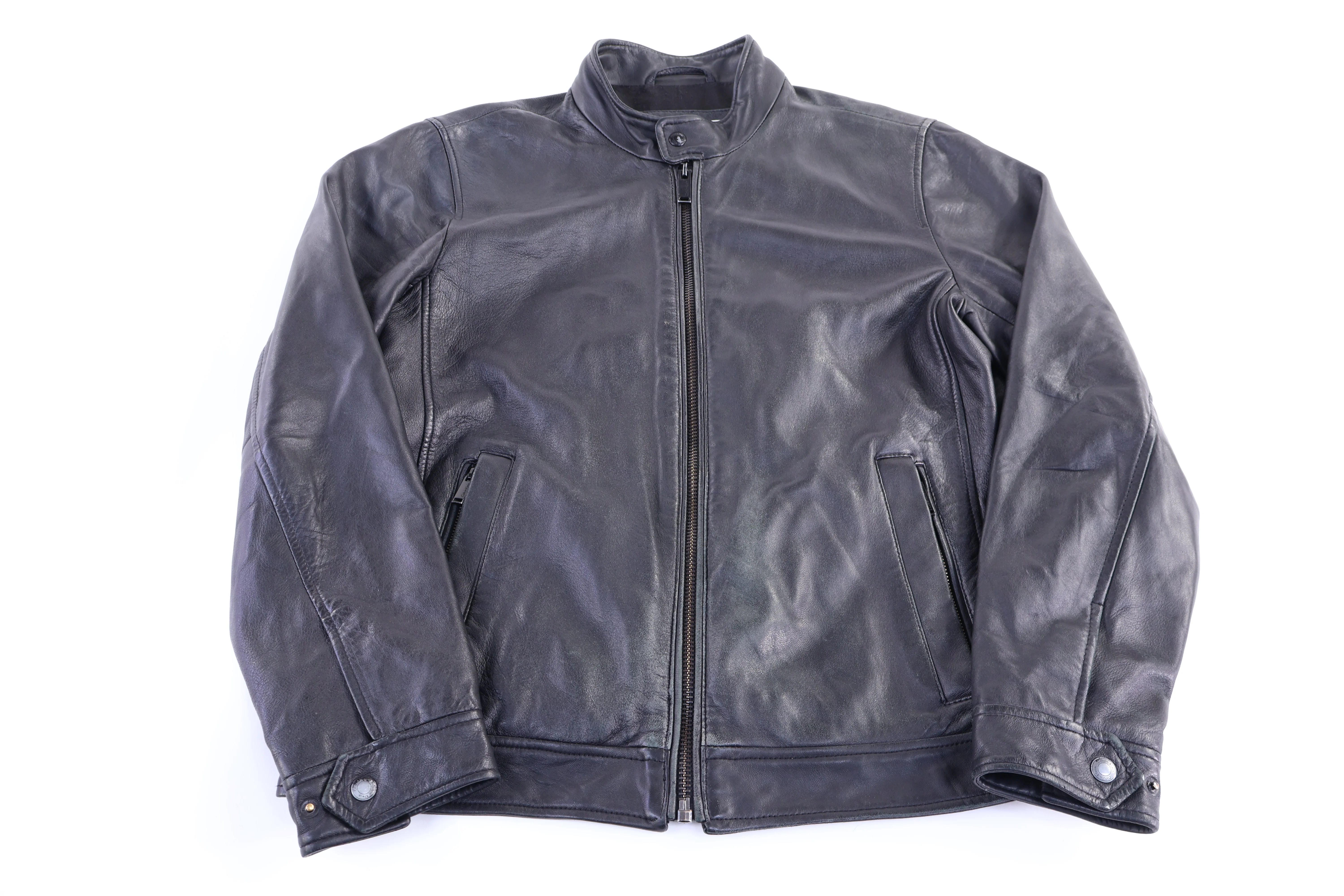 Calvin Klein Black Leather Full Zip Jacket