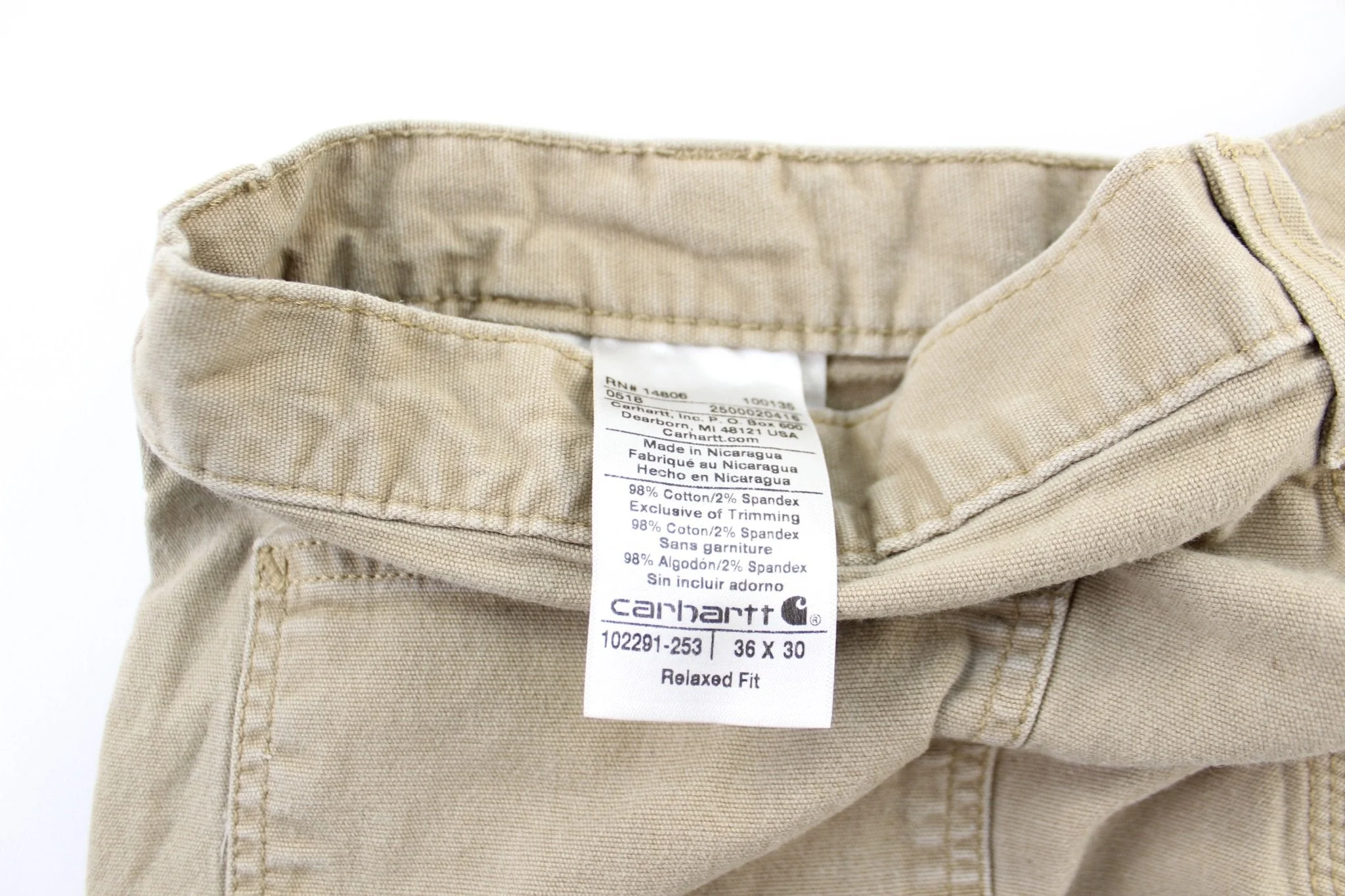 Carhartt Logo Patch Beige Carpenter Pants - Image 4