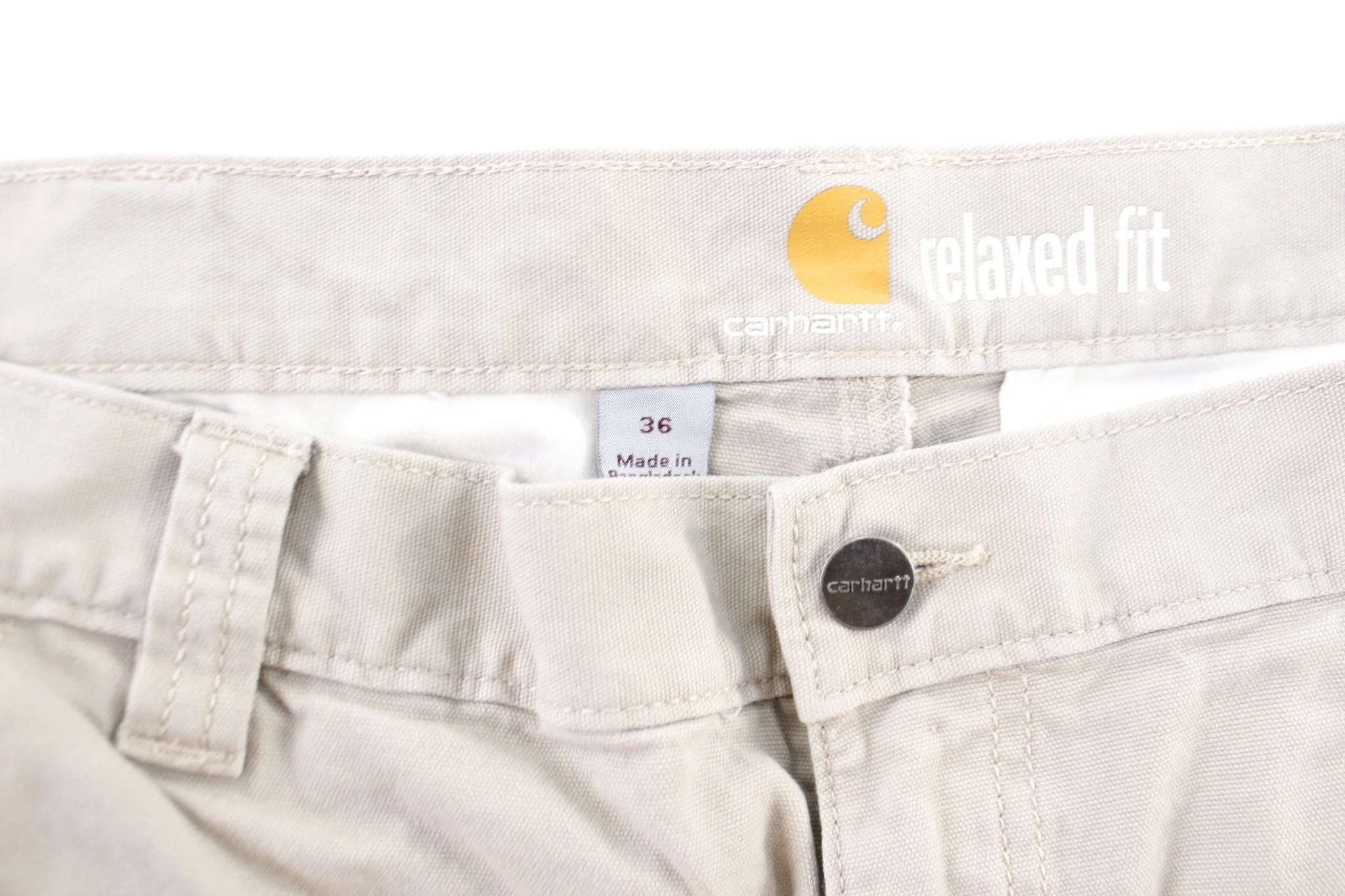 Carhartt Logo Patch Beige Carpenter Shorts - Image 3