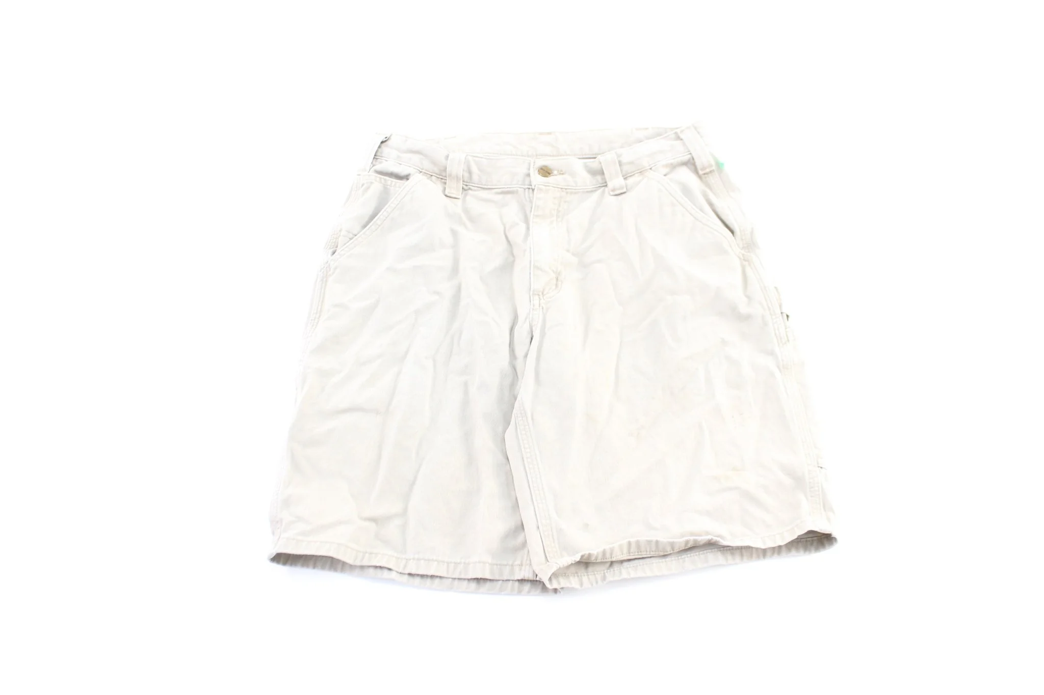 Carhartt Logo Patch Beige Carpenter Shorts