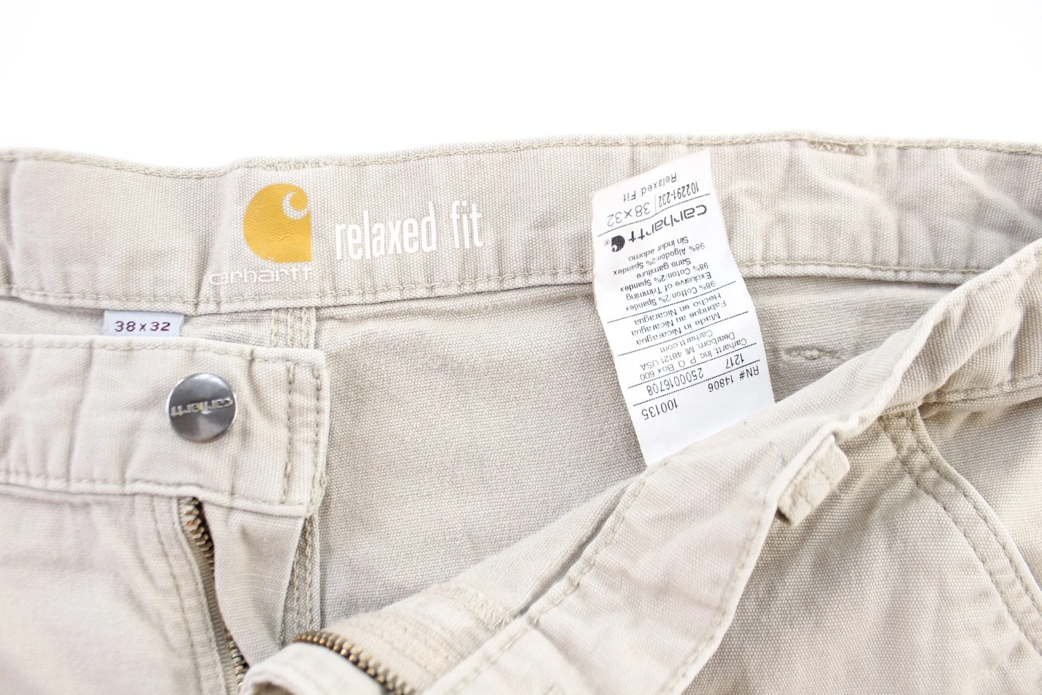 Carhartt Logo Patch Beige Pants - Image 3