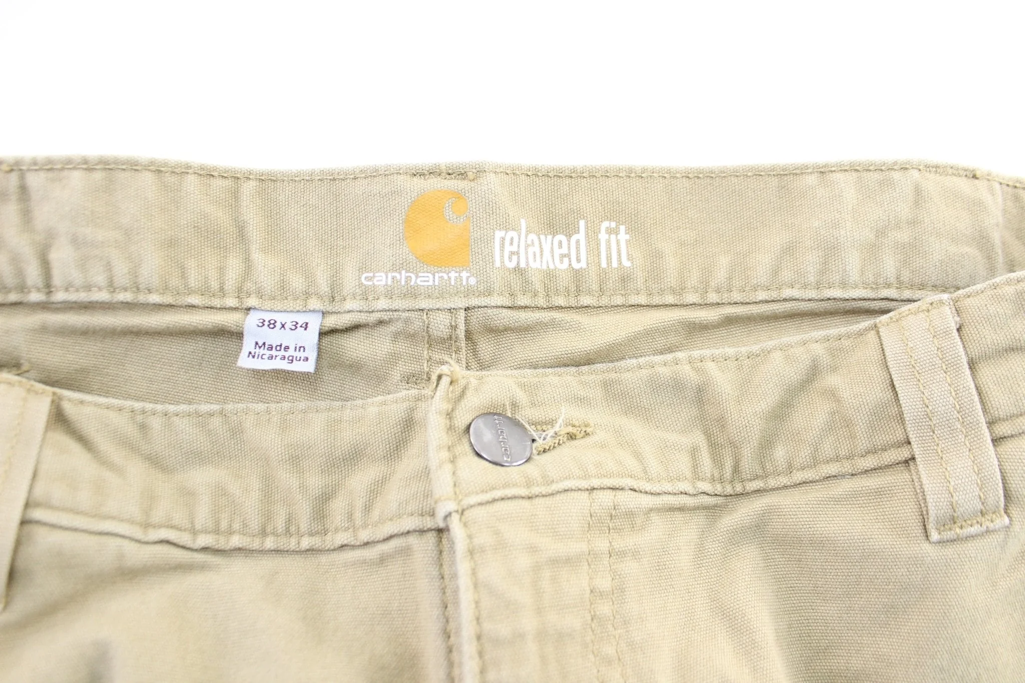Carhartt Logo Patch Beige Pants - Image 3
