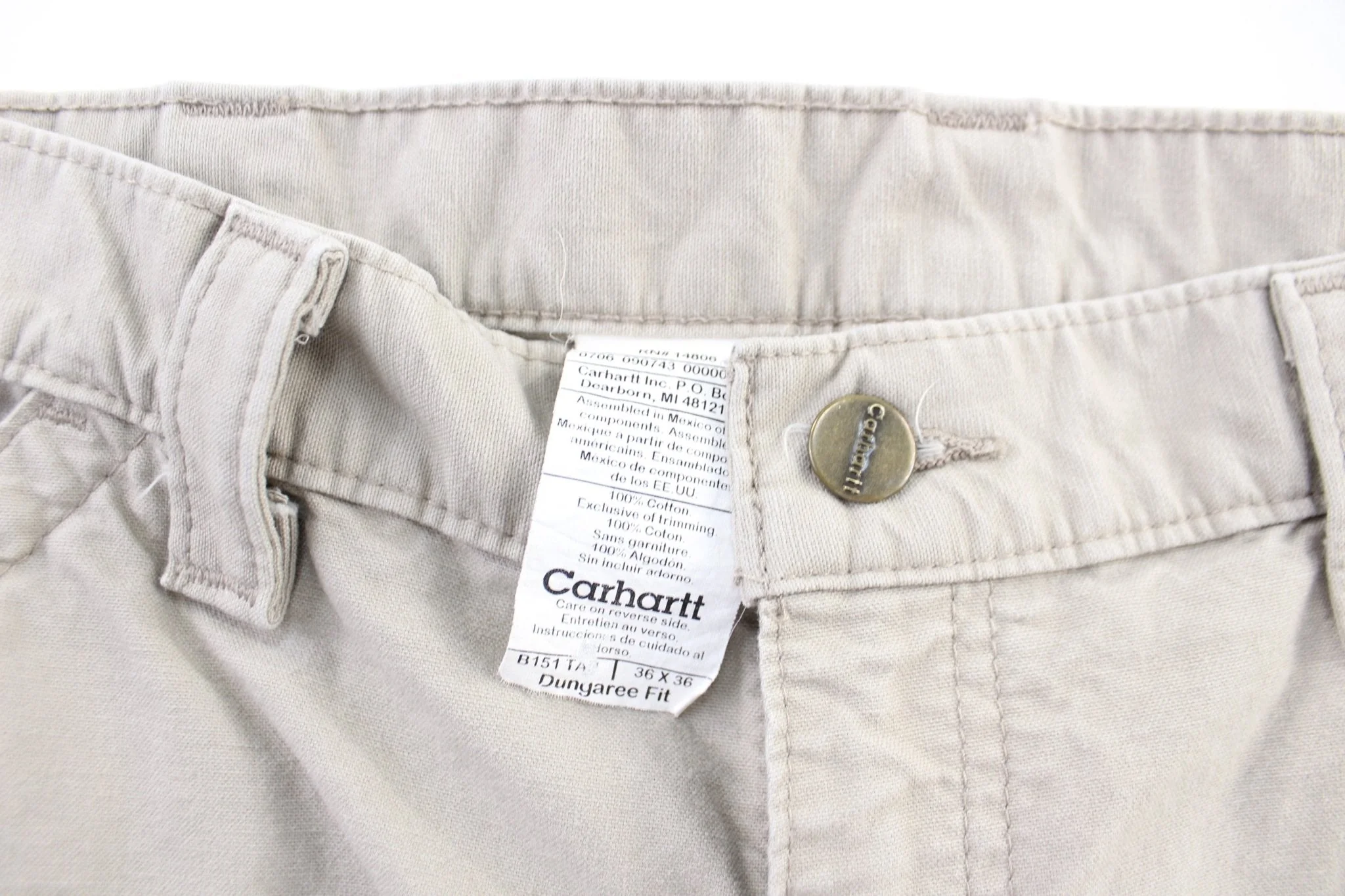 Carhartt Logo Patch Beige Workwear Pants - Image 3