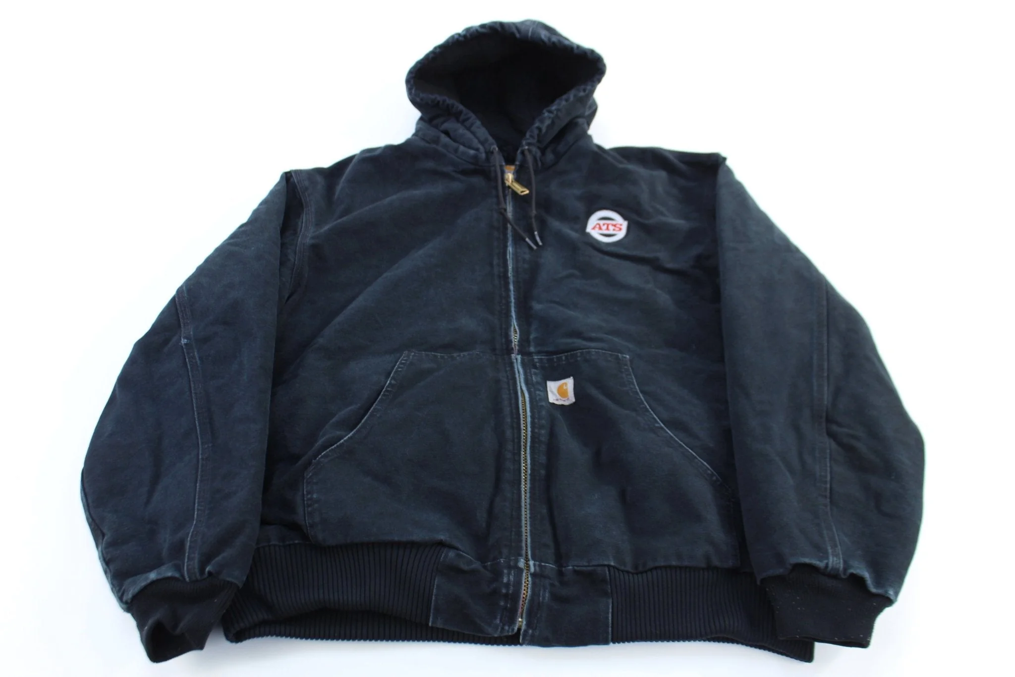 Carhartt Logo Patch Black Full Zip Hooded Jacket - Image 2